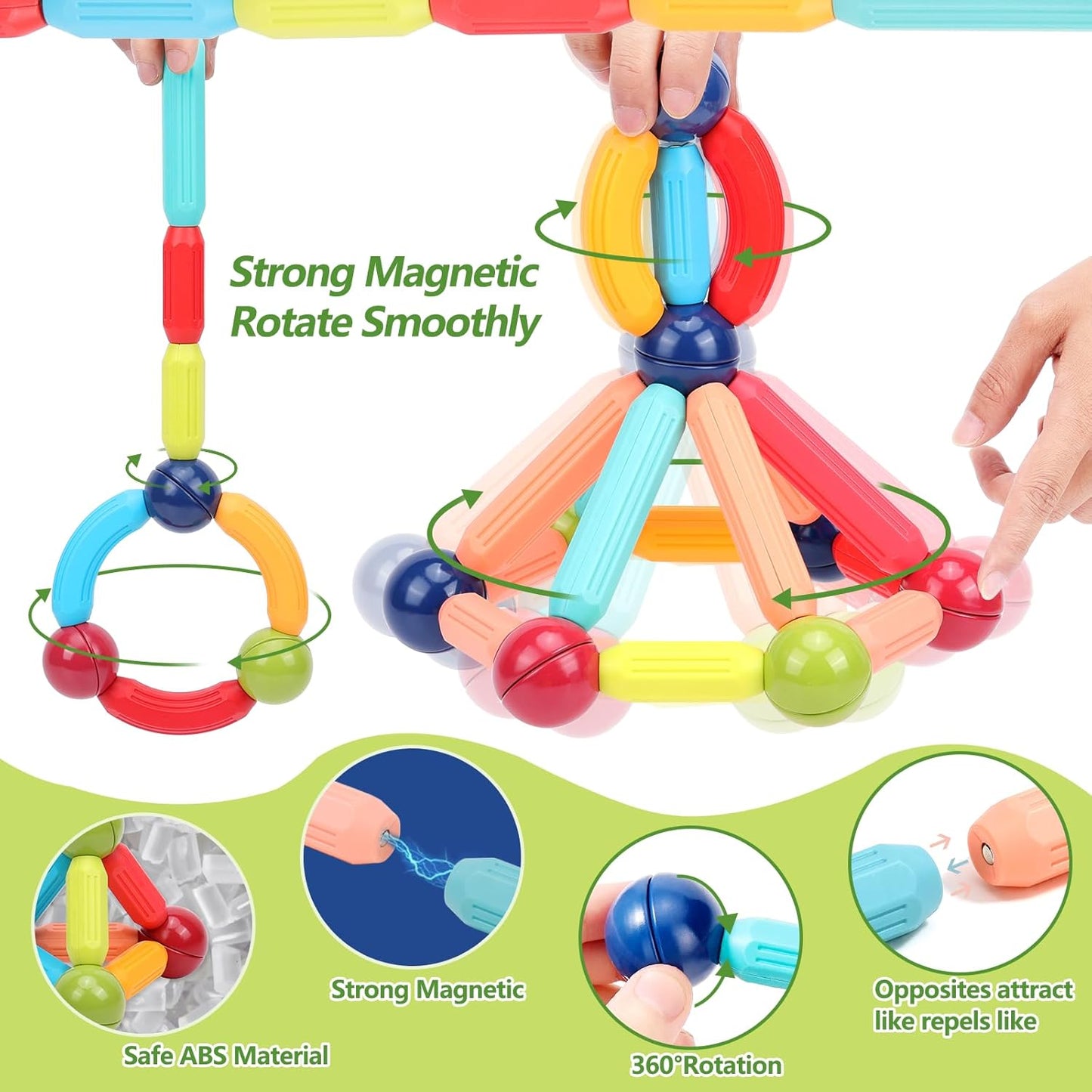COUOMOXA Magnetic Building Blocks for Toddlers: STEM Educational Toys 