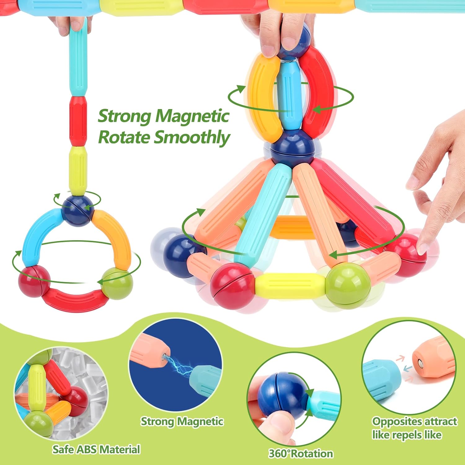 COUOMOXA Magnetic Building Blocks for Toddlers: STEM Educational Toys 