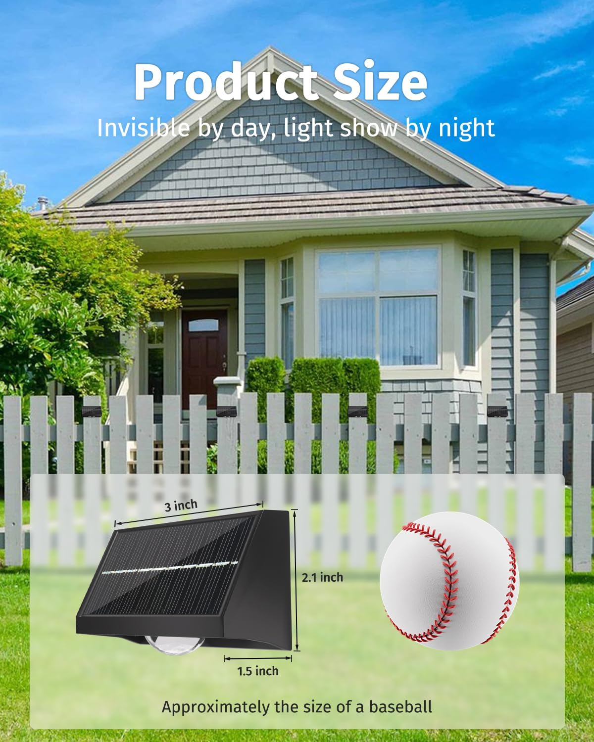 Solar Fence Lights Outdoor Waterproof High Brightness LED Spot Lens De