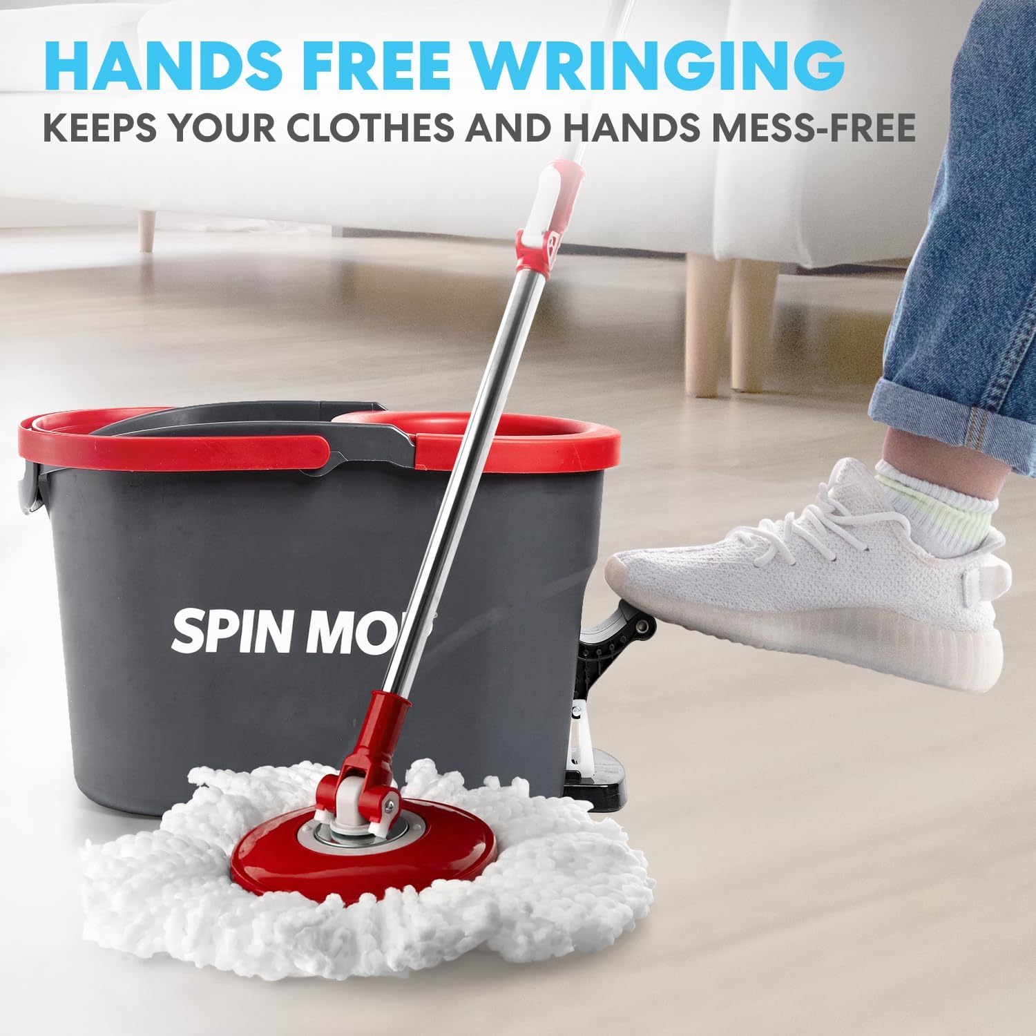 Simpli-Magic 79349 Spin Mop Cleaning System with 3 Microfiber Mop Head