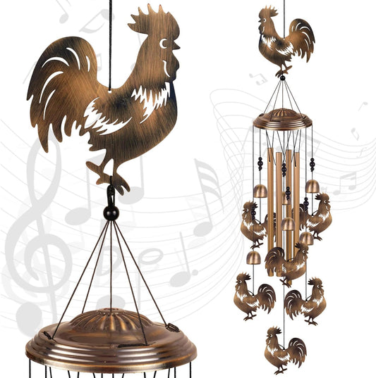 Bronze Chickens Wind Chimes for Home, Garden, Balconies, Rooms, Patio,