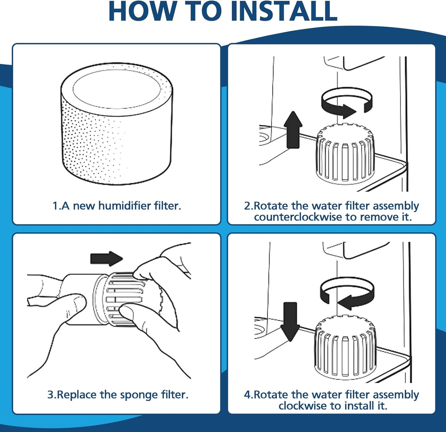 30-Pack Top Fill Humidifier Replacement Filters for LEVOIT Classic160, Dual150, Dual200S, Classic300(S), LV600S, OasisMist450S, Superior 6000S Humidifiers