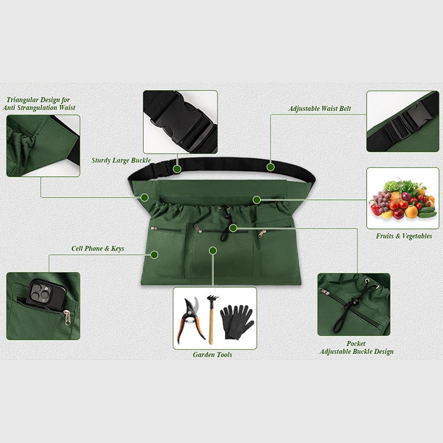 Gardening Apron with Pockets, Waterproof Garden Tool Apron, Heavy Duty Safety Gardening Accessories for Storing Small Items Picking Tools Fruit, Fabric for Outdoor Yard Work Home Improvement Daily Use