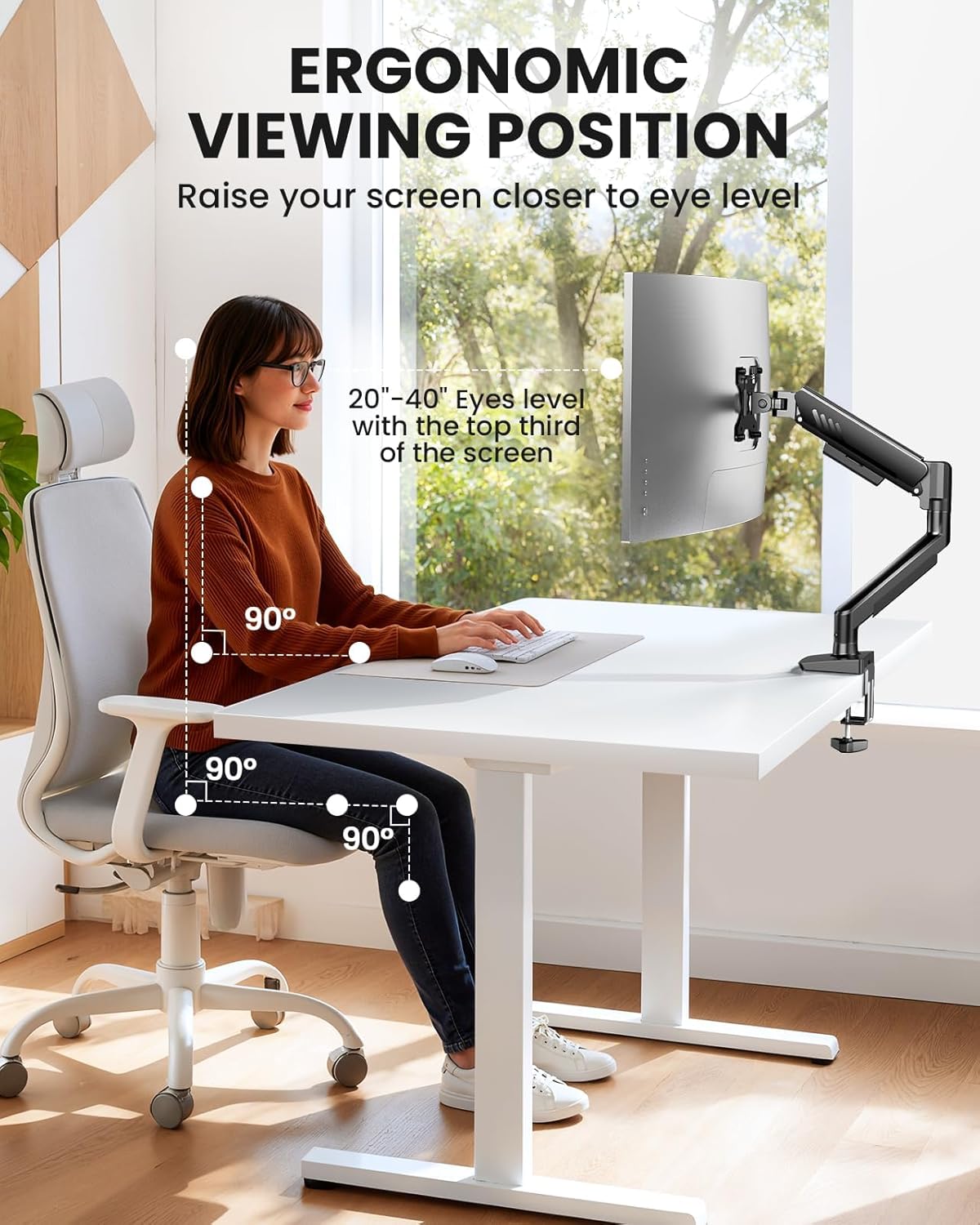 ErGear Single Monitor Arm, Fully Adjustable Monitor Mount for 13–34 In