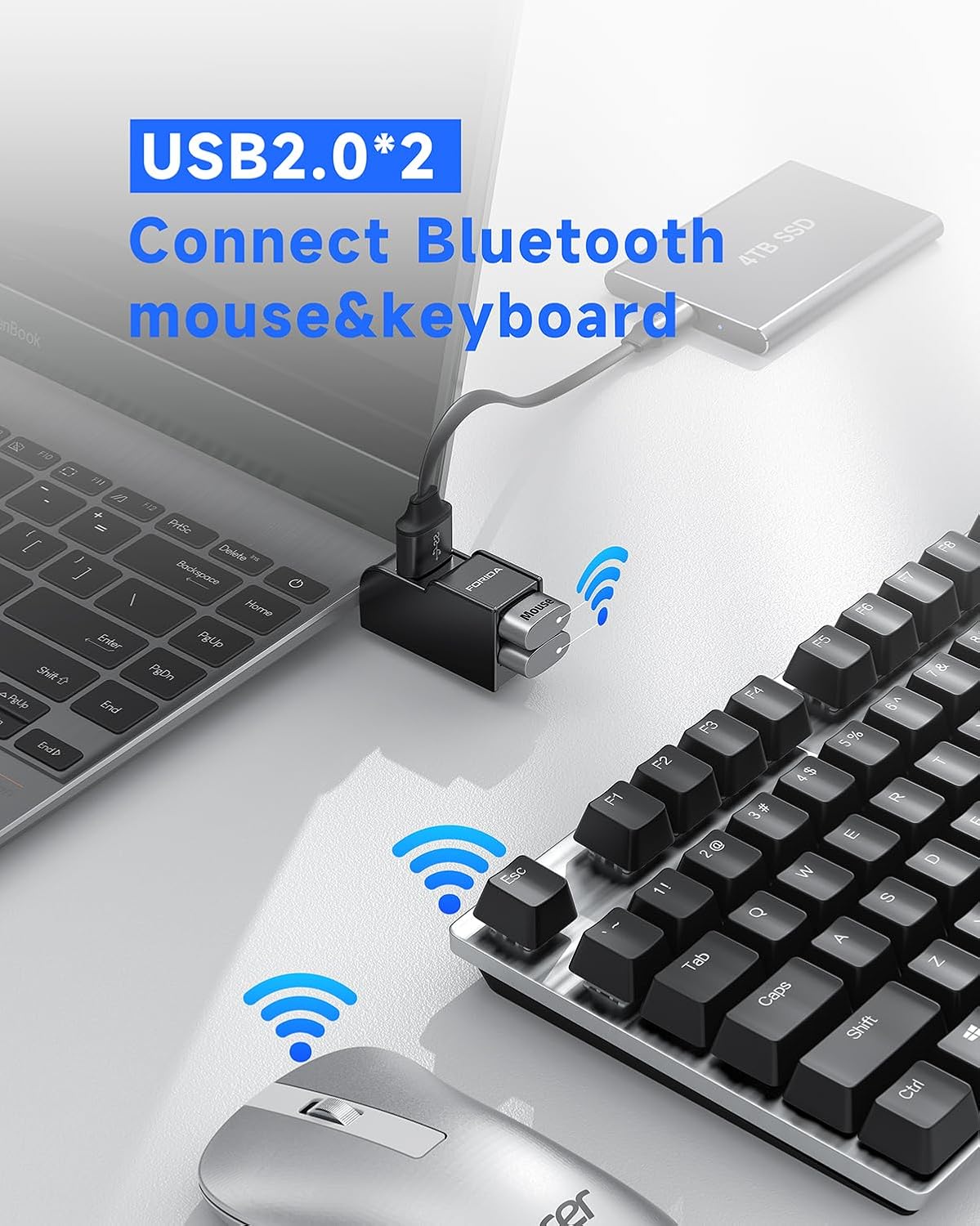 FORIDA 3 Ports USB Adapter, USB Hub with USB 3.0 and Double USB Adapte