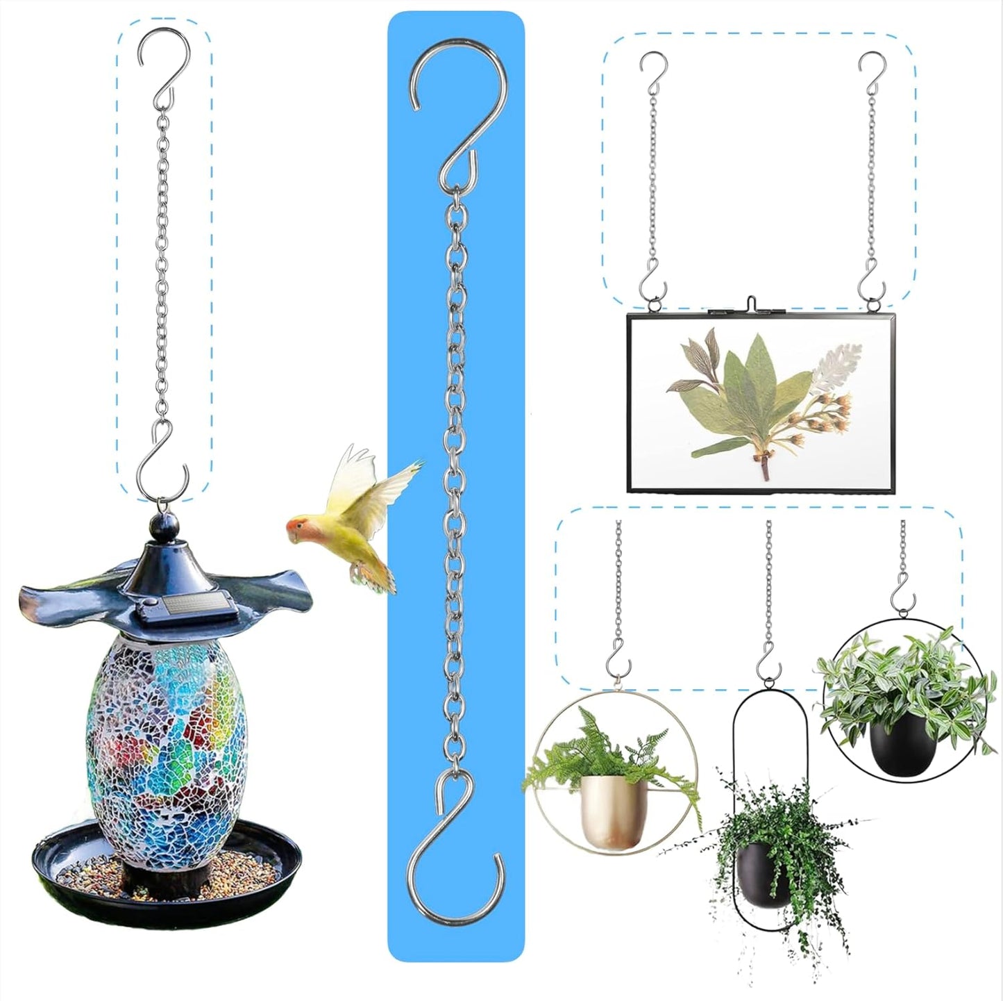 HS's Creation Stainless Steel 304 Planter Hanging Chain 10.5 Inch Long