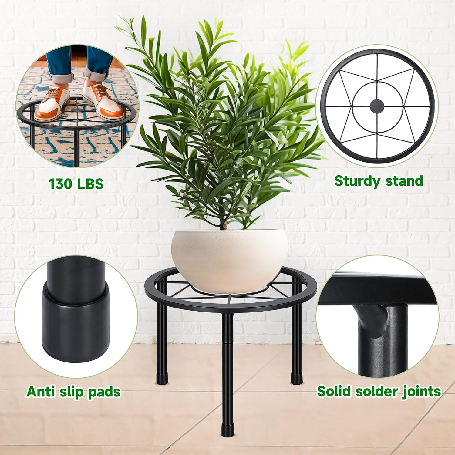 6 Pack Metal Plant Stands, Heavy Duty Plant Stand for Indoor Outdoor, 