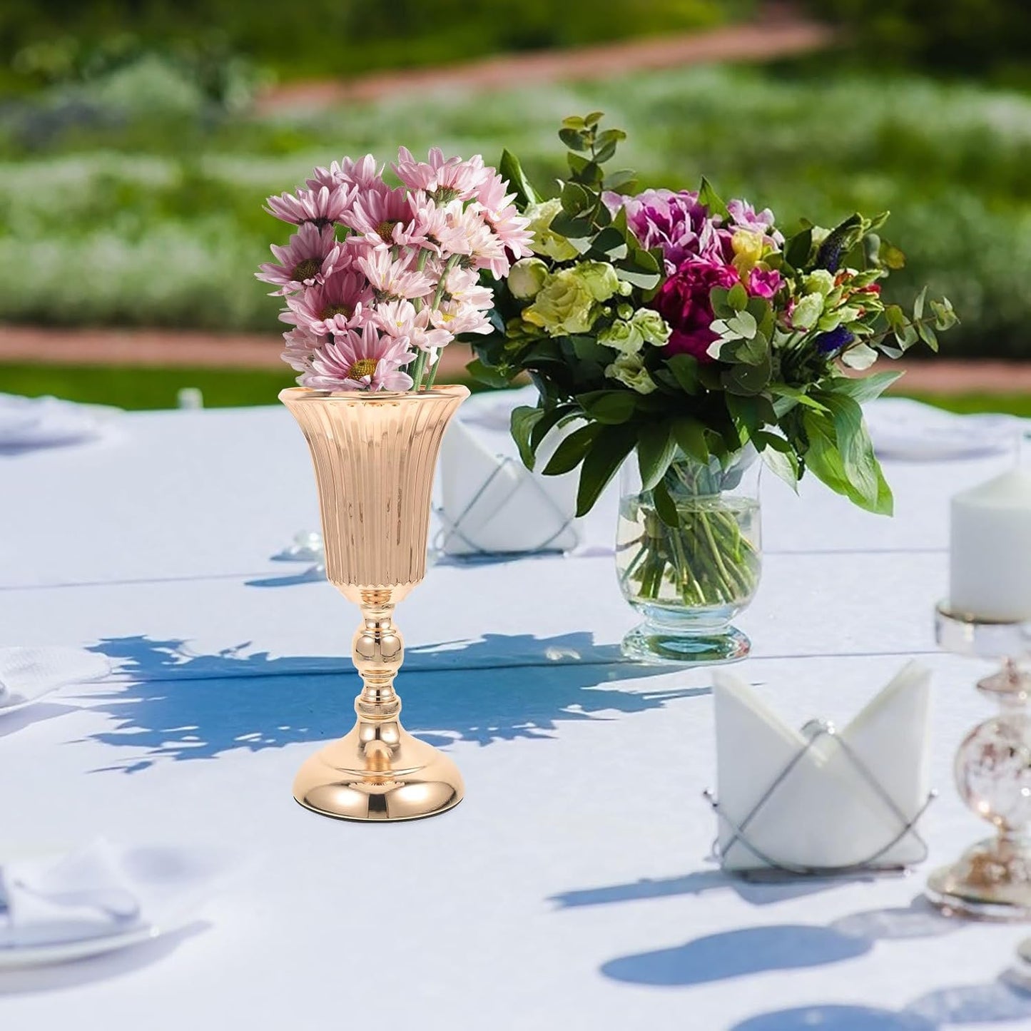 Iron Flower Pot Centerpiece Vase Small Metal Urn Planter Decorative Flower Arrangement Pot for Wedding and Home Décor