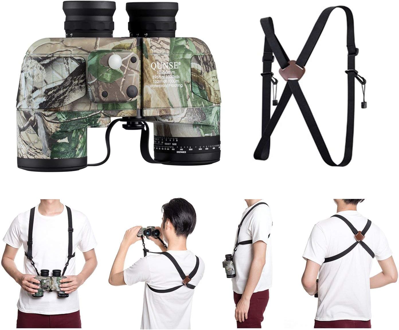 10X50 Marine Binoculars for Adults, Waterproof Binoculars with Rangefinder Compass,BAK4 Prism Navigation Birdwatching Hunting (Camouflage)