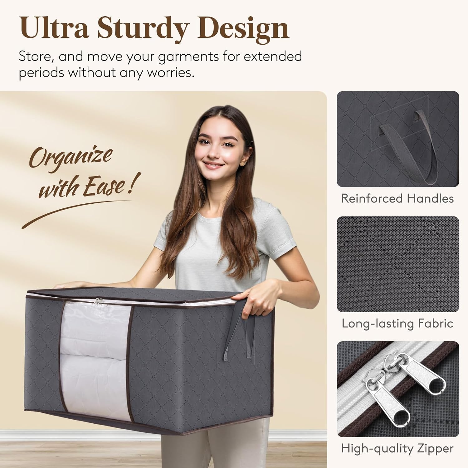 Lifewit 6 Pack Clothes Storage Bins with Lids, Foldable Blanket Storag
