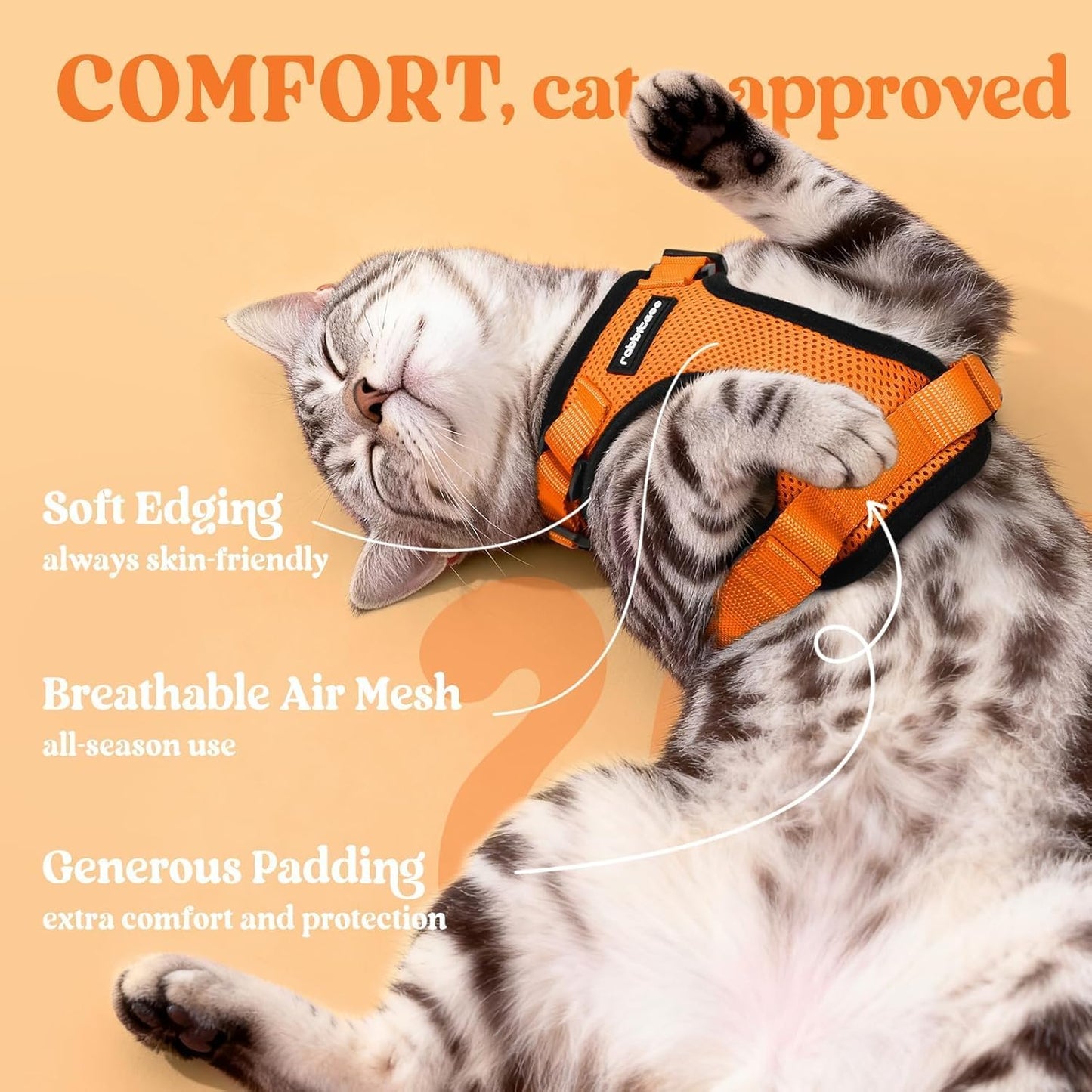 rabbitgoo Cat Harness and Leash for Walking, Escape Proof Soft Adjusta