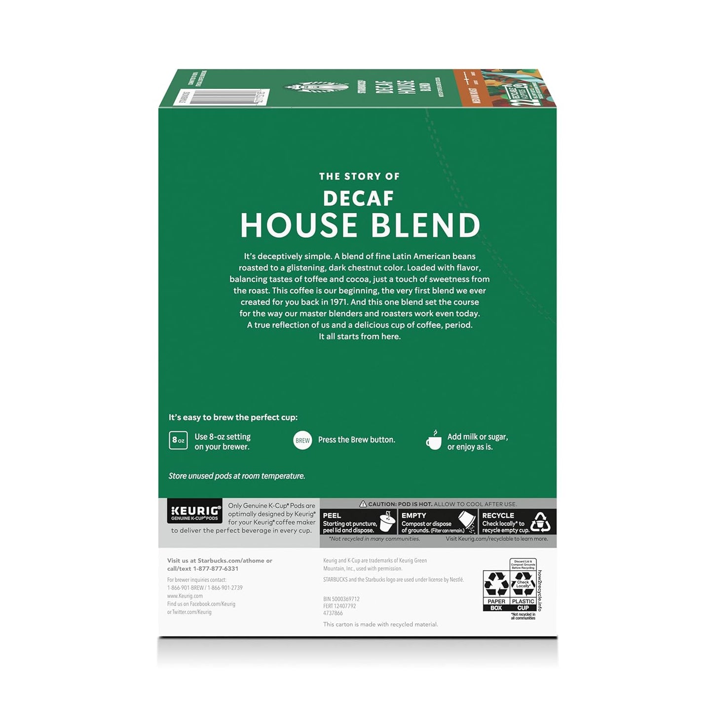 Starbucks K-Cup Coffee Pods, Medium Roast Hot or Iced Coffee, Decaf Ho