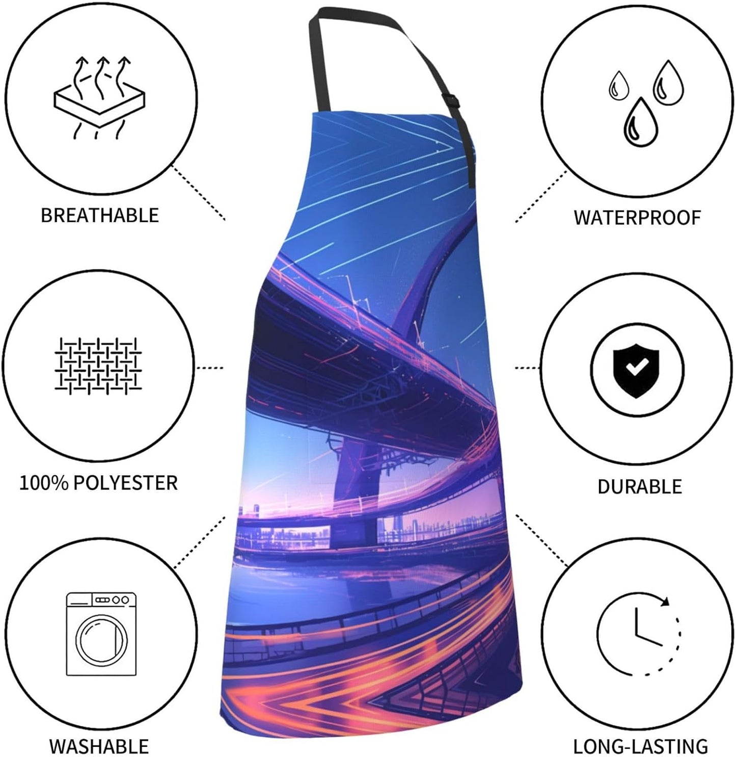 Bay Bridge print Waterproof apron with pocket adjustable cooking apron for adult kitchen bibs to bake