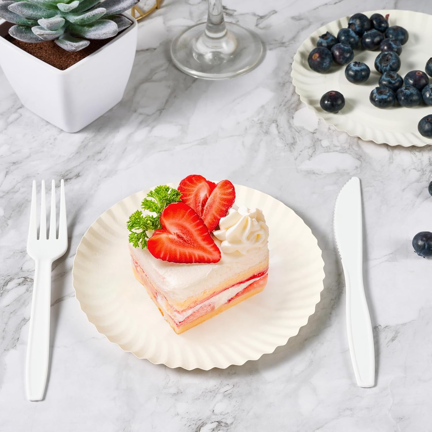 FOCUSLINE 6 Inch Paper Plates 1000 Count, White Paper Plates Uncoated,