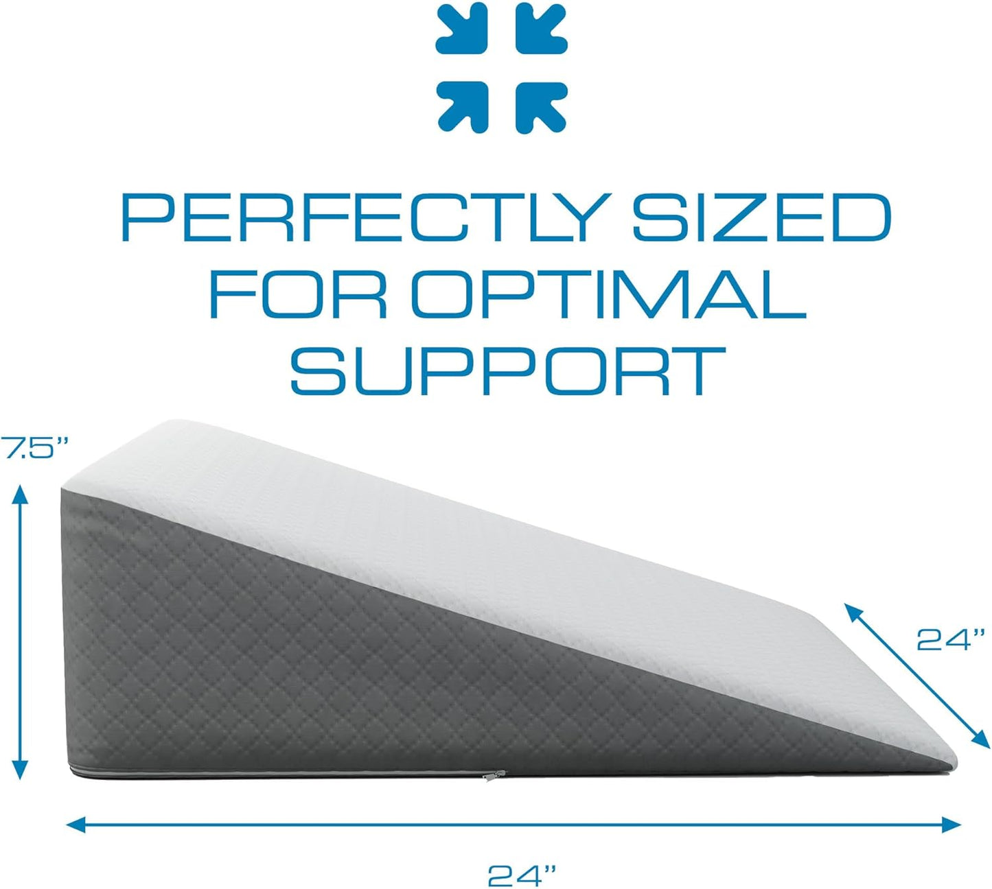 Kolbs Bed Wedge Pillow for Sleep Apnea, FSA Eligible Acid Reflux, and Back Pain Relief, with Chic Jacquard Cover - Headboard Wedges for Sleeping (Standard Width 7.5" Height)