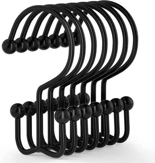 Goowin Shower Curtain Hooks, 12 Pcs Shower Curtain Rings, Durable Rust