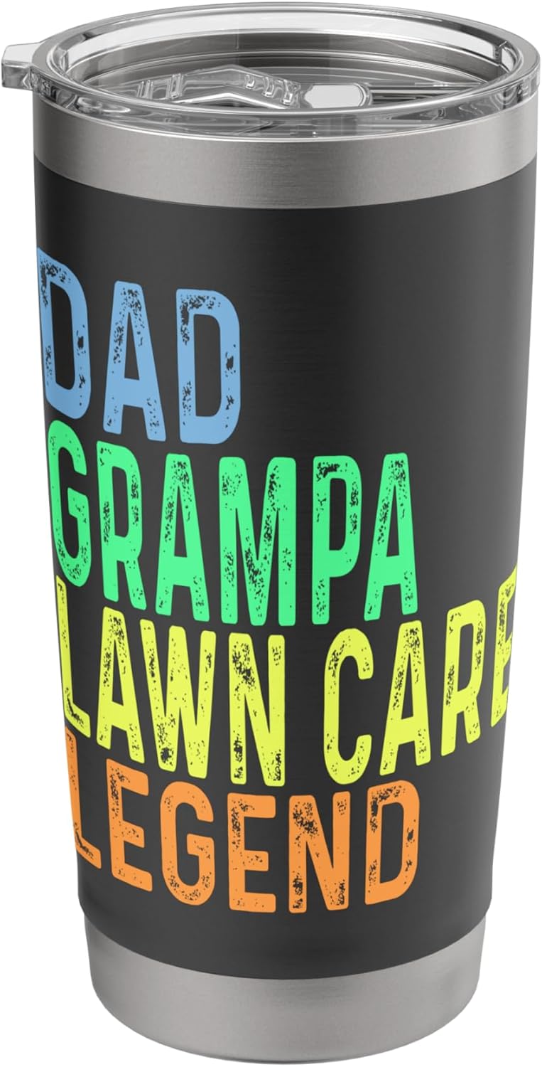 Funny Dad Grampa Lawn Care Legend Grass Mowing Lawn Mower Stainless Steel Insulated Tumbler