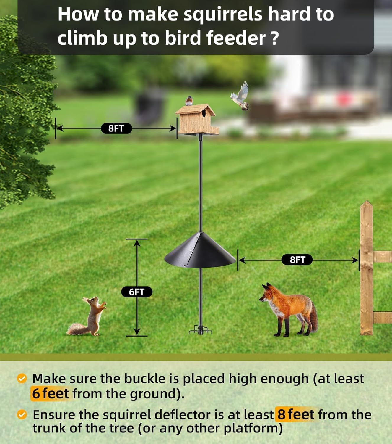 2 Pack Squirrel Baffle for Bird Feeder Pole, Outside Pole Mount Bird H