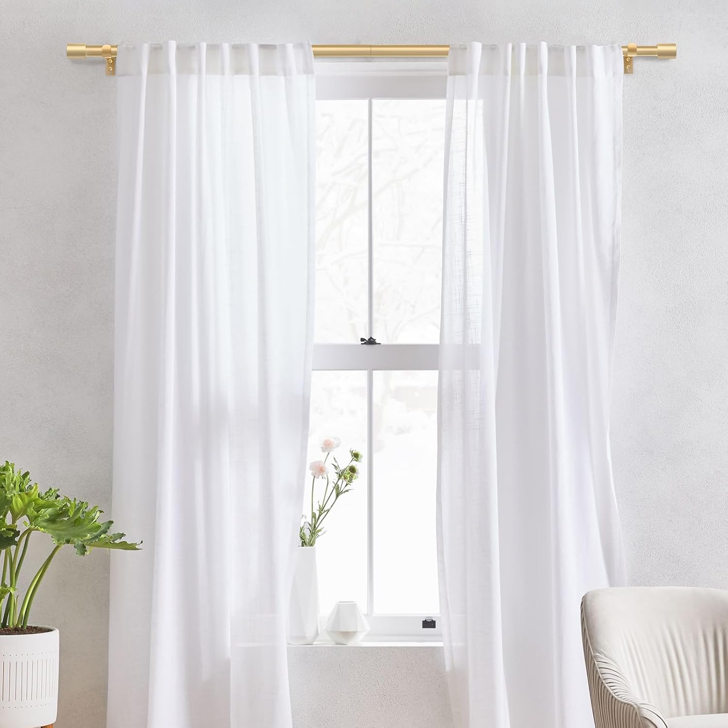 Heavy Duty Curtain Rods for Windows 66 to 120 Inch, 1 Inch Gold Curtai
