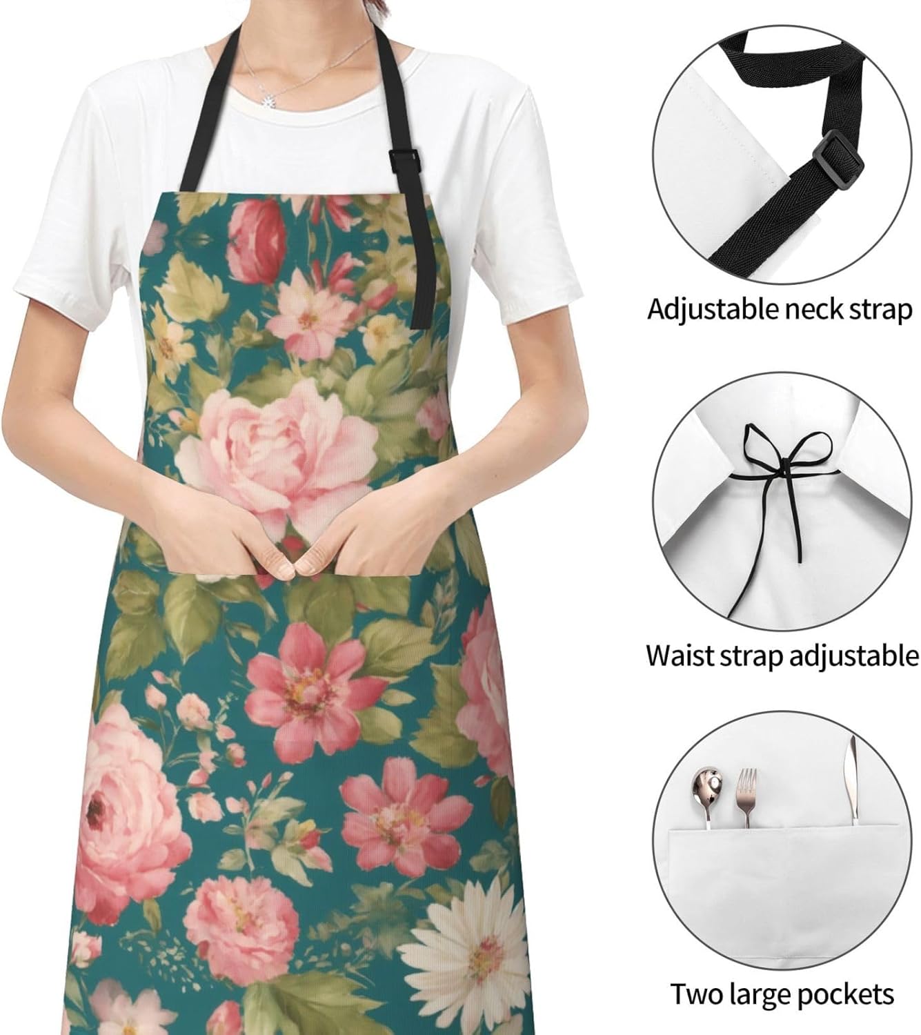 Blossom Flower print Waterproof chef's apron with pocket apron for kit