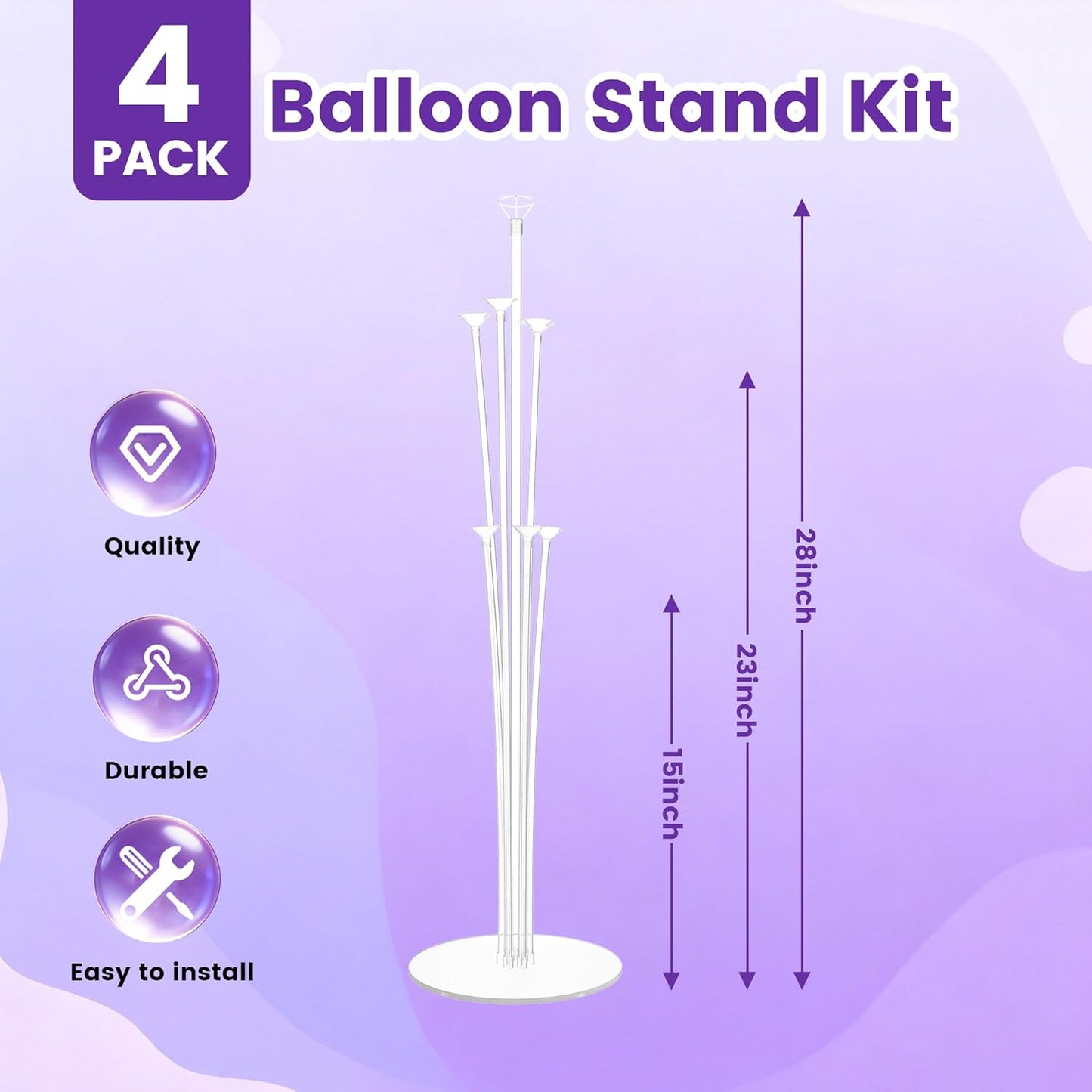 JOYYPOP 4 Sets Balloon Stand Kit For Table, Balloon Sticks with Base Birthday Graduation Party Decorations Wedding