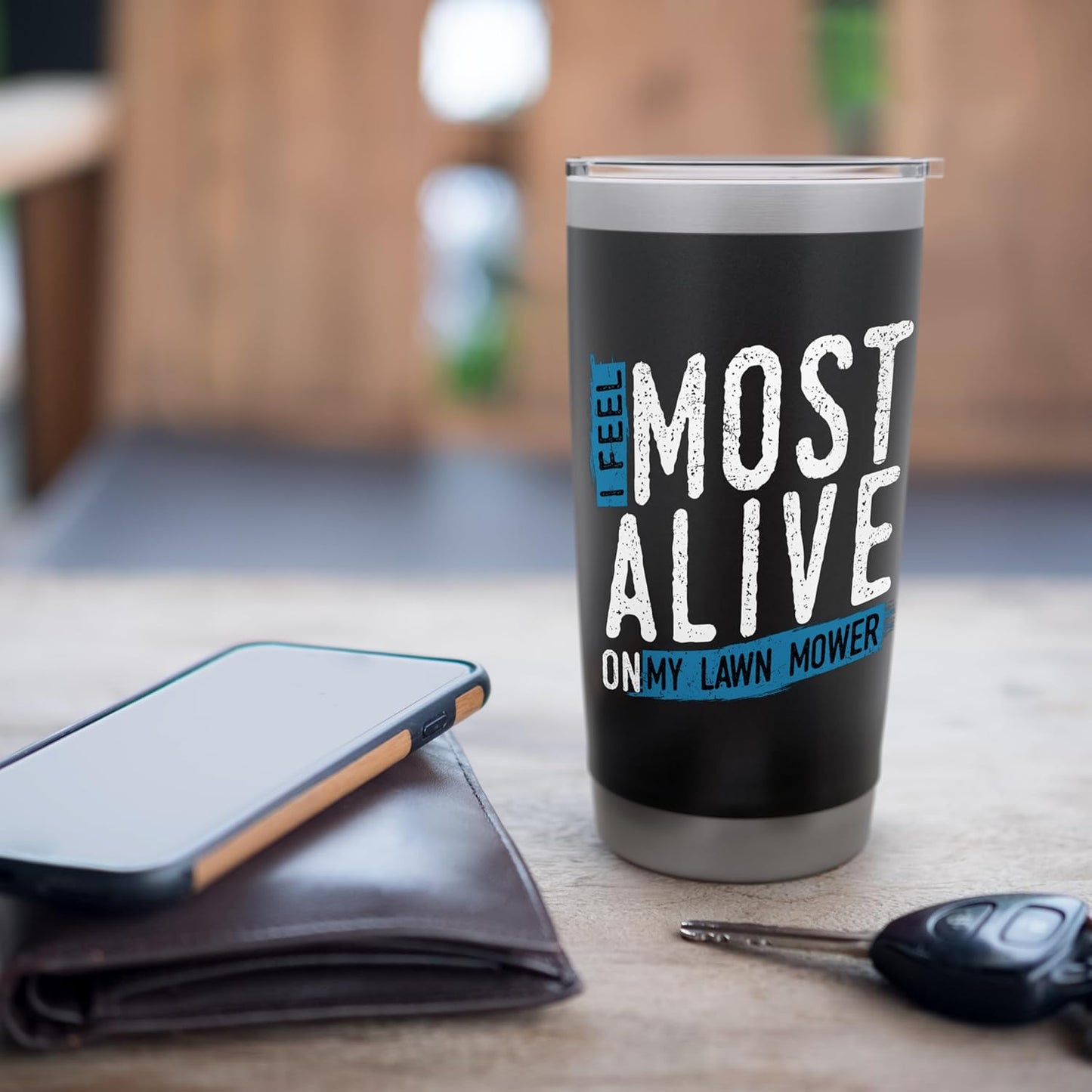 I Feel Most Alive On My Lawn Mower Dad Mowing Father's Day Stainless Steel Insulated Tumbler