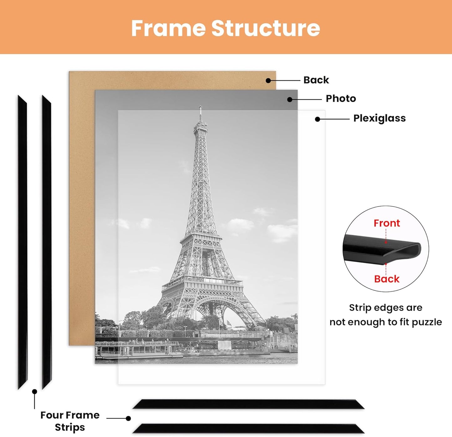 upsimples 12x16 Picture Frame Black 3 Pack, Scratch-Proof Poster Frames 12 x 16 for Photo Gallery - Slide-In Strips, Horizontal or Vertical Wall Mounting