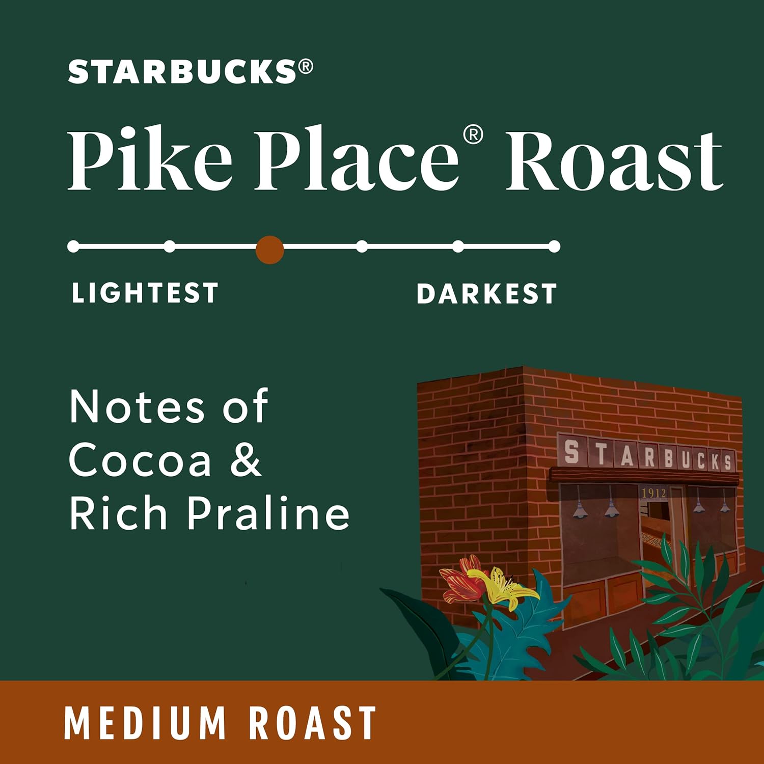 Starbucks K-Cup Coffee Pods, Medium Roast Hot or Iced Coffee, Pike Pla