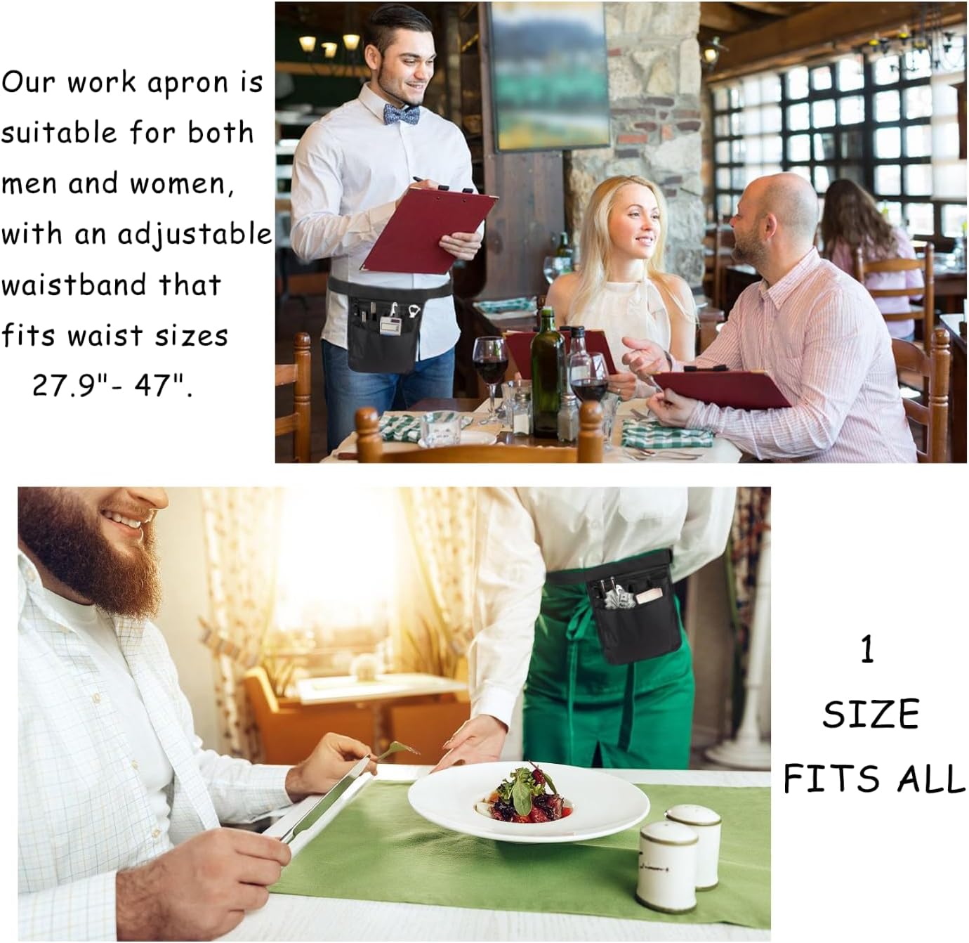 Server Apron,Restaurant Waitress Accessories Bag Utility Waist Pack fo