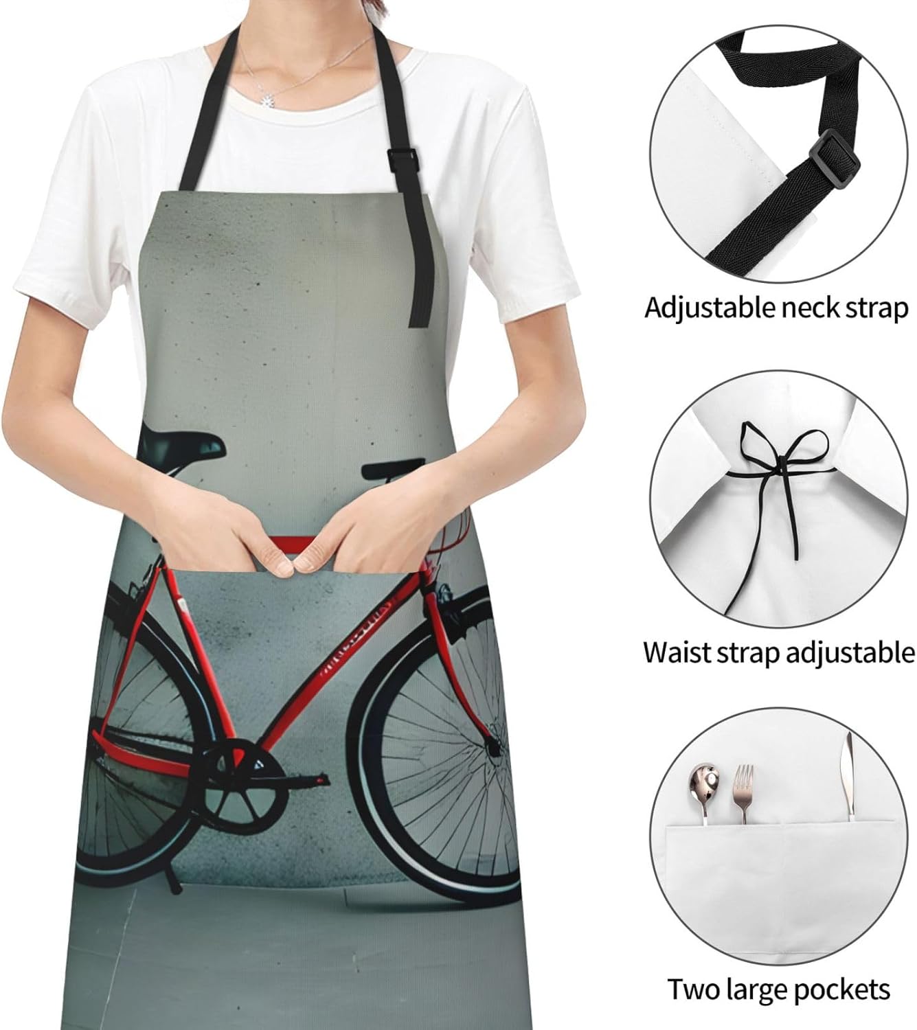 YANYU Retro bicycle pattern Print 28x33 In Kitchen Apron Stylish Chef 