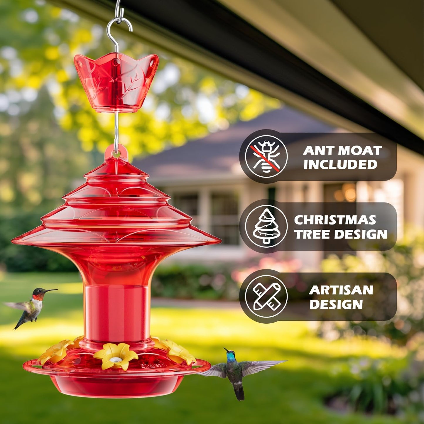 Birdream Hummingbird Feeder for Outdoors Hanging, 20 OZ Humming Birds 