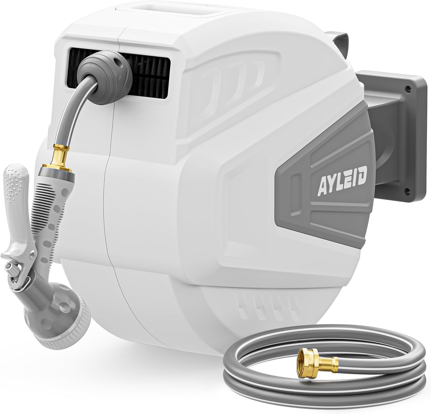 Ayleid Retractable Garden Hose Reel,1/2 in x 100 ft Wall Mounted Hose 