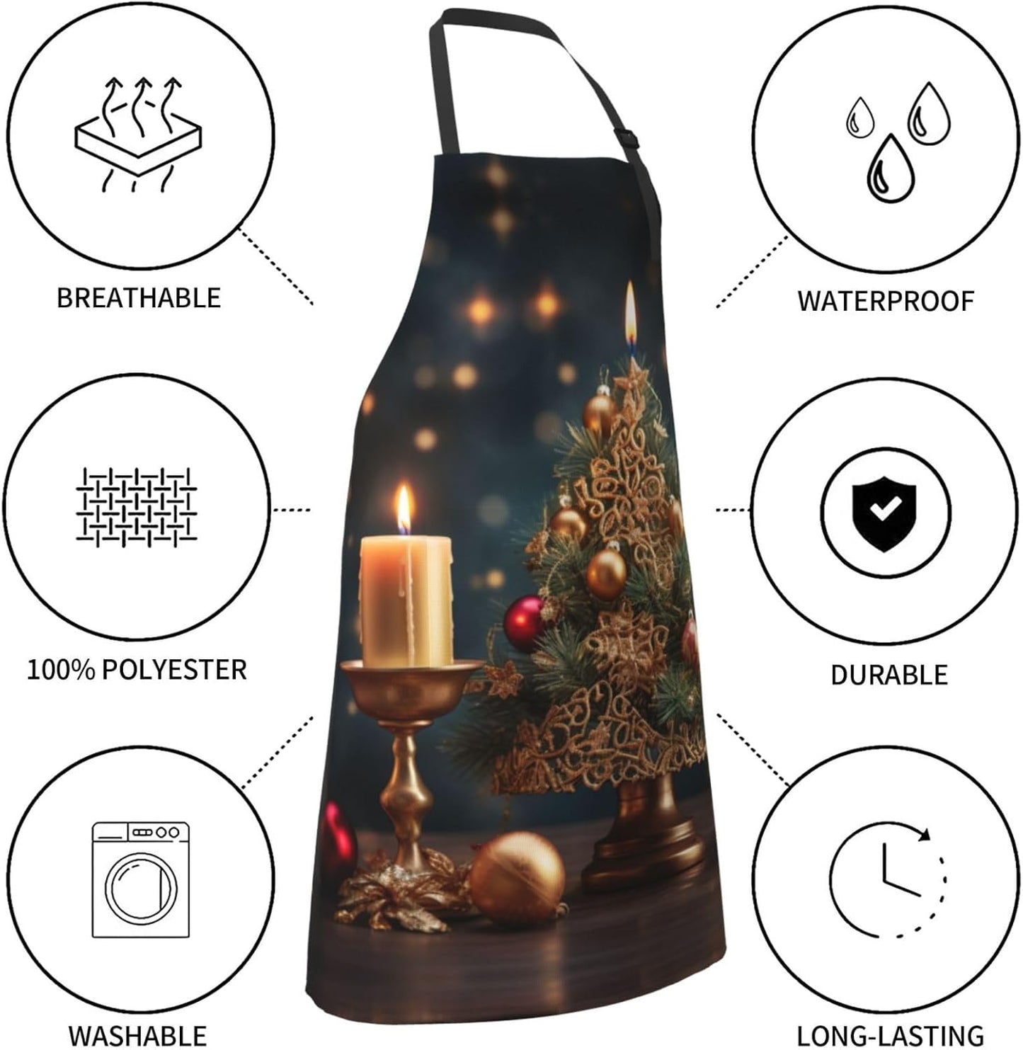 Christmas Tree print Waterproof apron with pocket adjustable cooking apron for adult kitchen bibs to bake