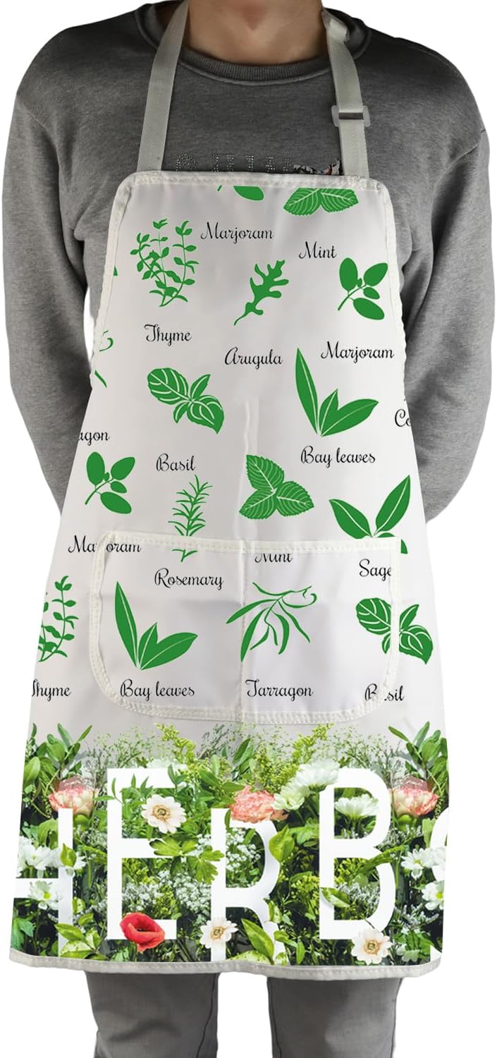 MBMSO Herb Garden Apron Herb Lovers Gifts Herb Plant Apron with Pocket