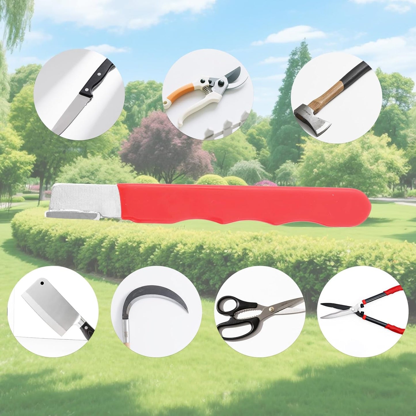 4pcs Garden Tool Sharpener, Portable Axe Blade Sharpener Mini Sharpening Tool for Hedge Shears Pruners Scissors Hatchets Sickle Broadhead Knife Machete (Black, Red)