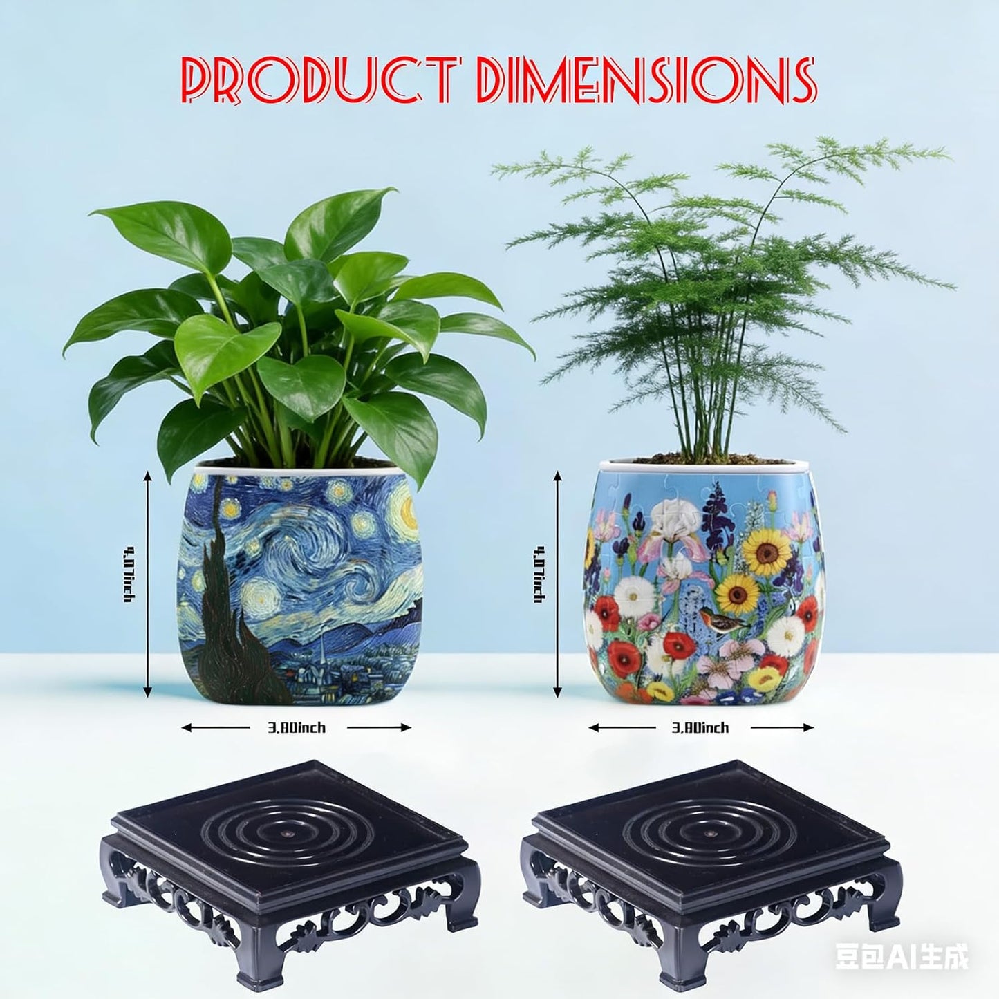 2 Pack 3D Puzzle Planter Set, Portuguese Tile and Summer Flower Designs, 96-Piece 3D Puzzle Vases, Indoor Succulent and Cactus Pots, DIY Home Decor Craft for Adults