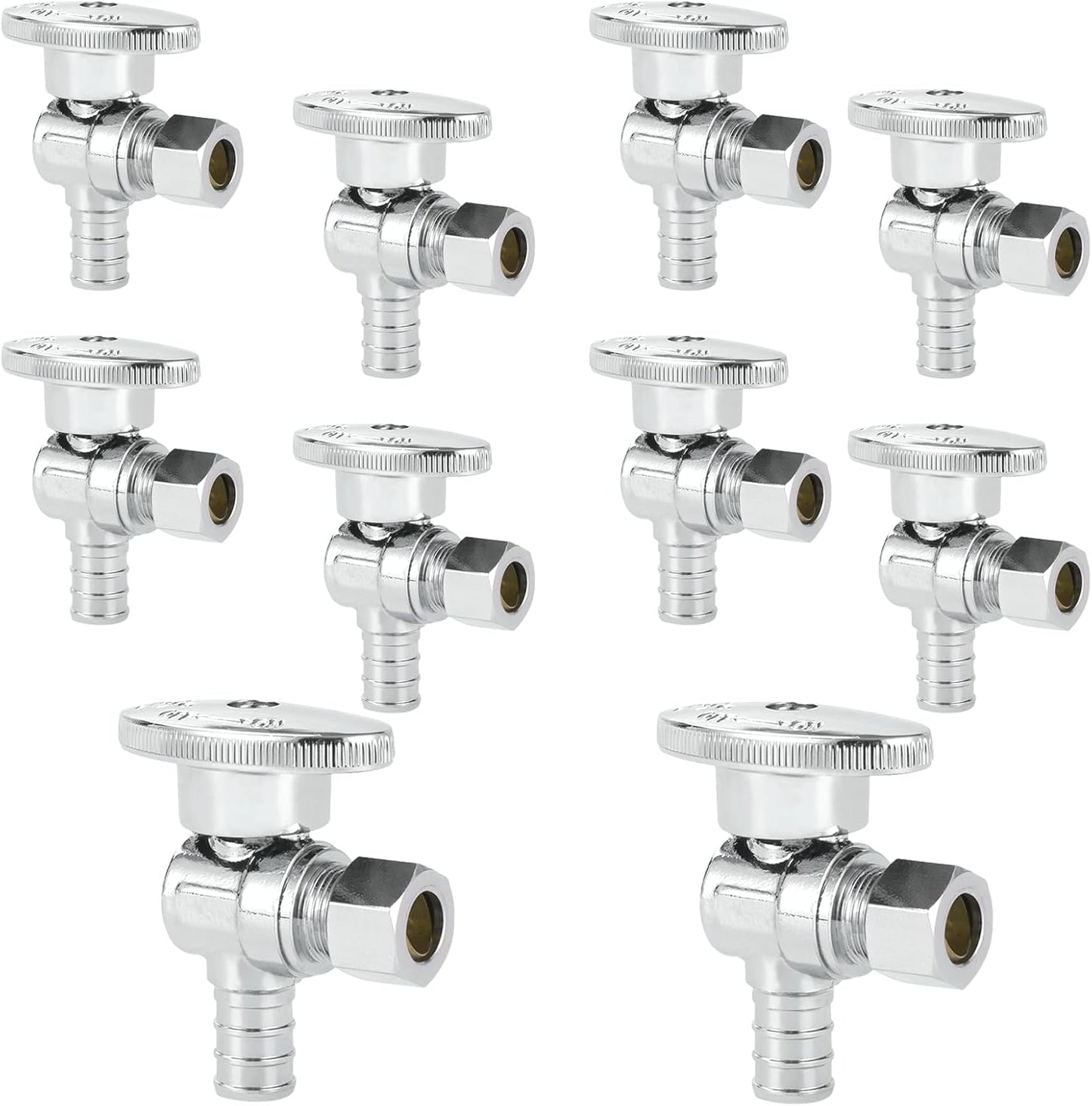 10-PCs HeSun Pex Angle Stop Valve, 1/2" Pex x 3/8" OD Compression Angl
