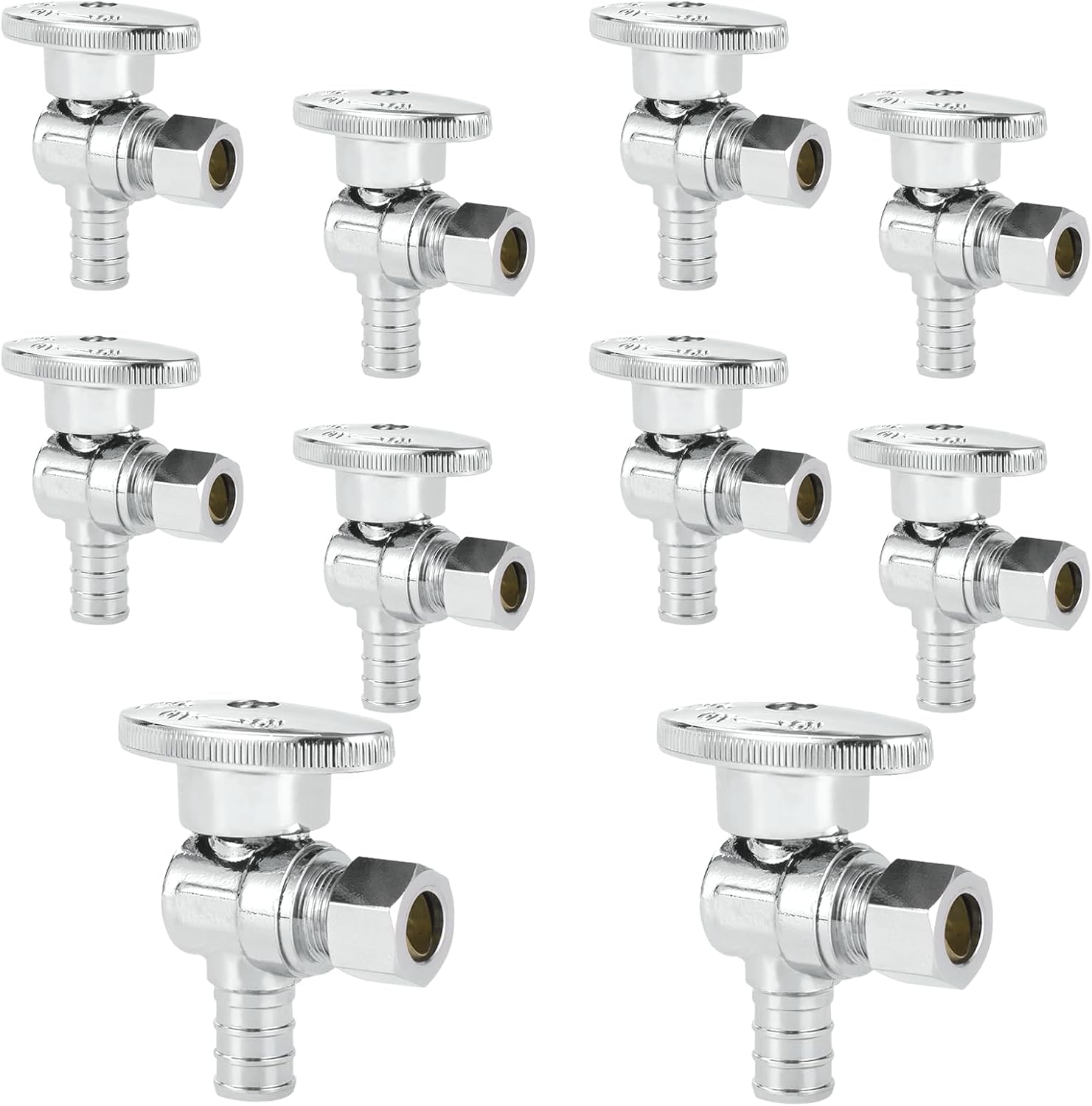 10-PCs HeSun Pex Angle Stop Valve, 1/2" Pex x 3/8" OD Compression Angl