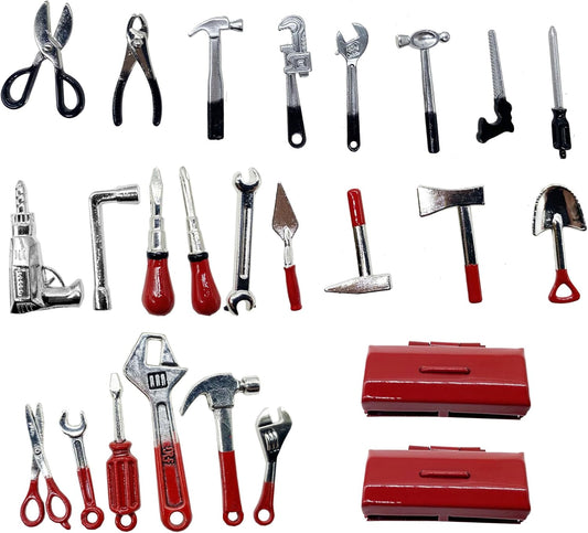 Cayway 25 PCS Miniature Garden Tools - Mini Scene Model Work Tools for DIY Miniature Fairy House