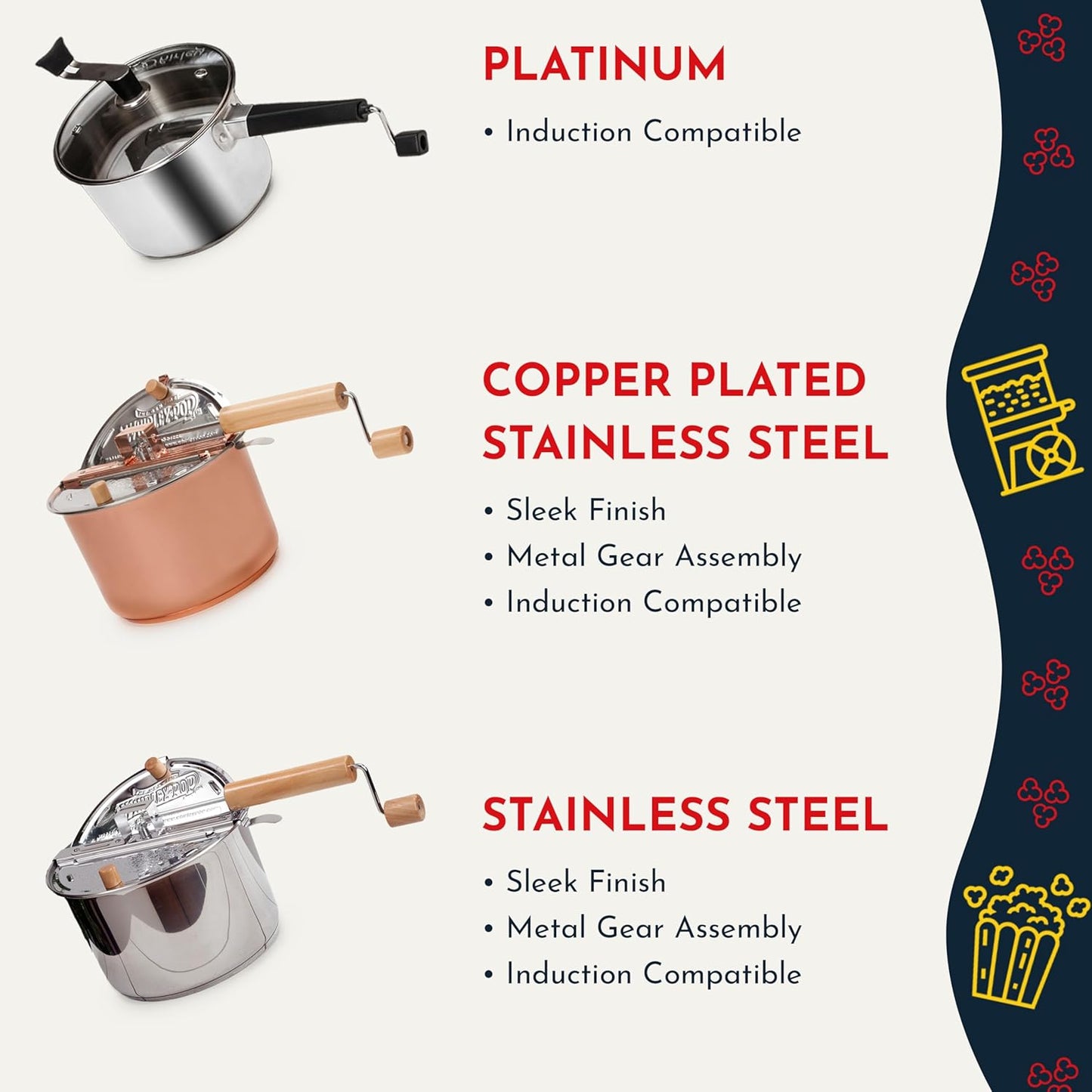 Original Whirley Pop Popcorn Maker - Wabash Valley Farms Gourmet Popcorn Popper, Aluminum Pot With Nylon Gears, 3-Minute Stove Top Popper, Home Movie Night (Silver)