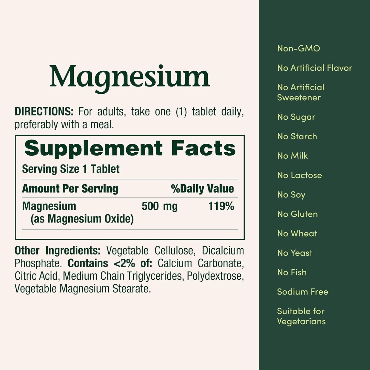 Nature's Bounty Magnesium 500 mg Tablets, High Potency Magnesium Suppl