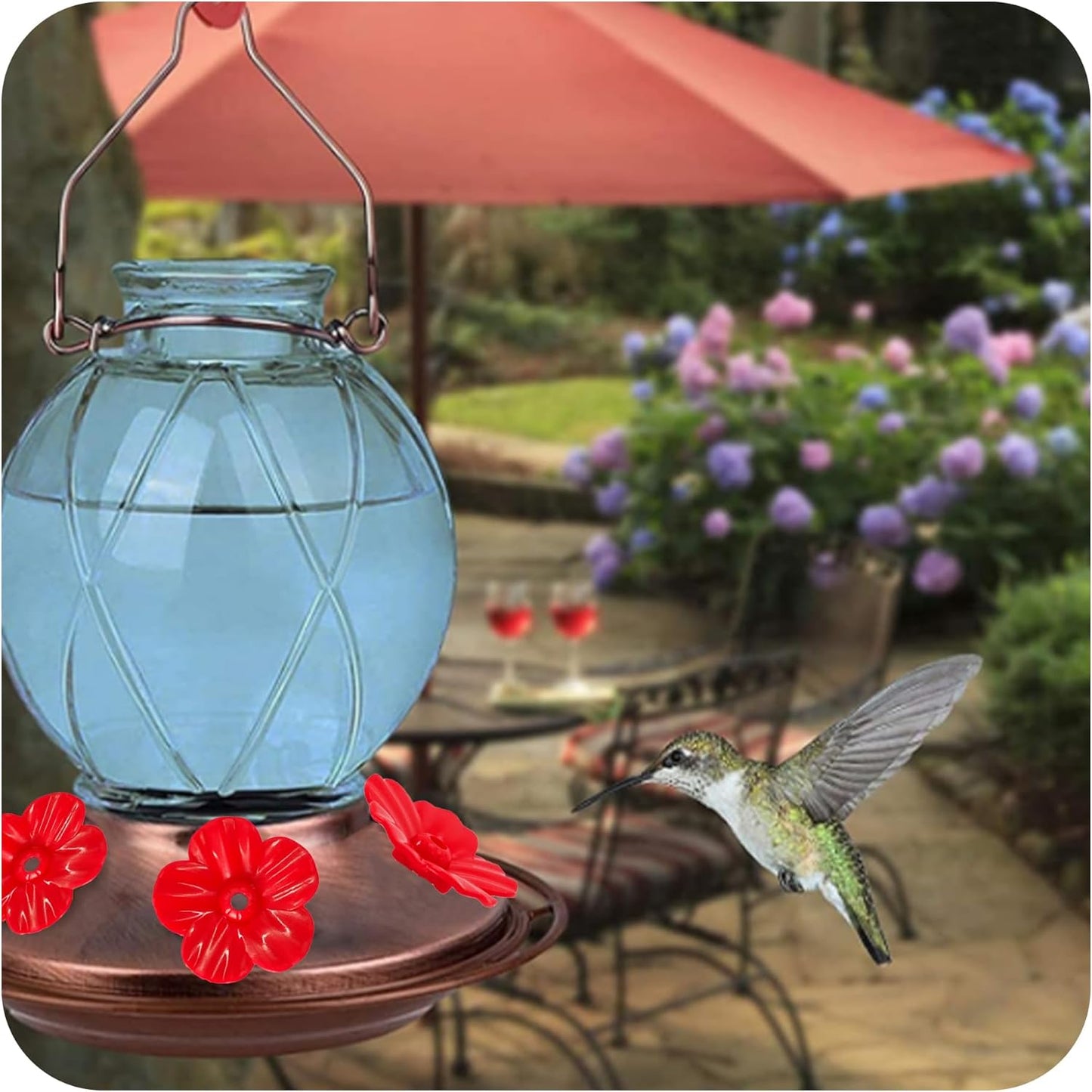16 PCS Hummingbird Feeder Flowers, Heavy Duty Plastic Feeding Ports Replacement Parts for Outdoor Hanging Bird Feeders (Red)
