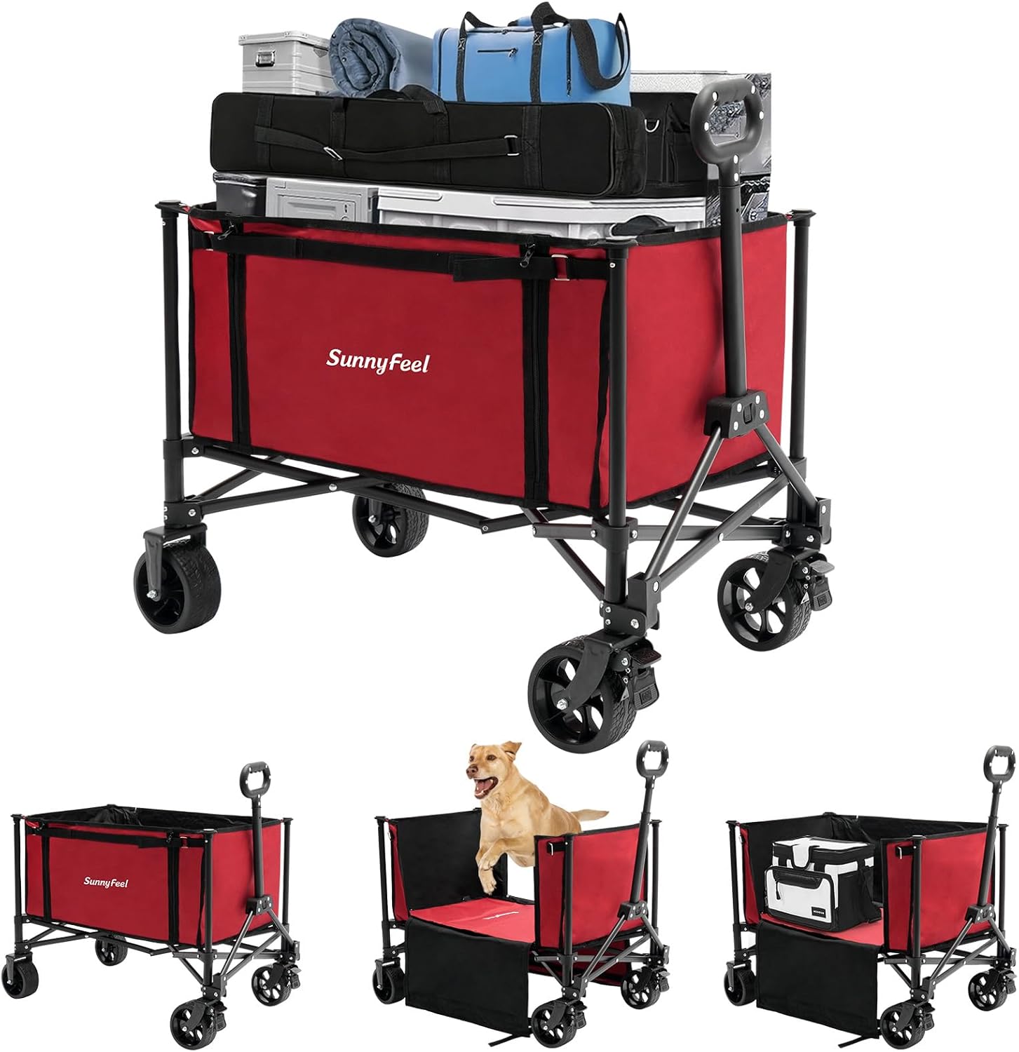 SUNNYFEEL Wagon Cart Foldable, Standard Borderless Version Collapsible
