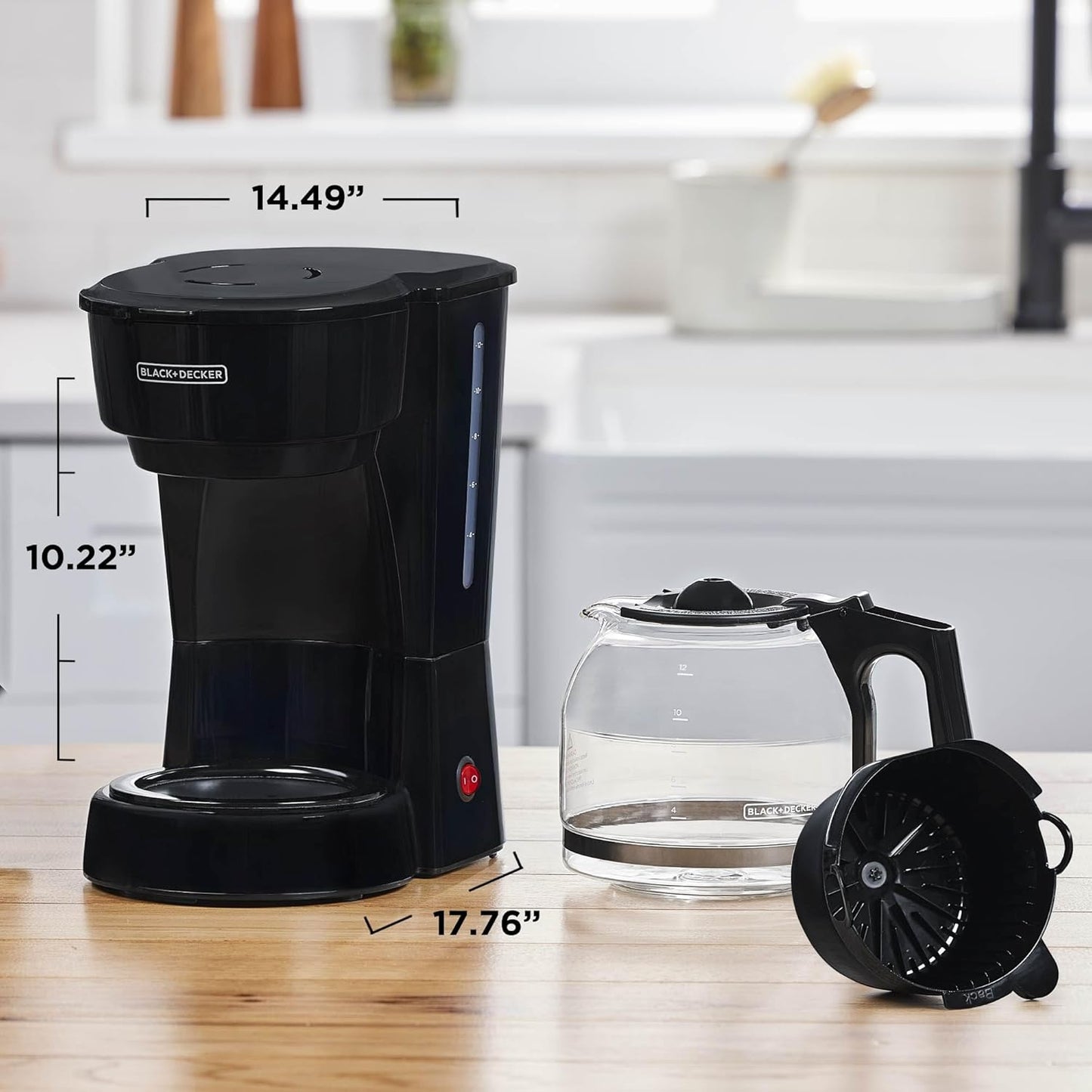 BLACK+DECKER 12-Cup Coffee Maker with Easy On/Off Switch, Easy Pour, N