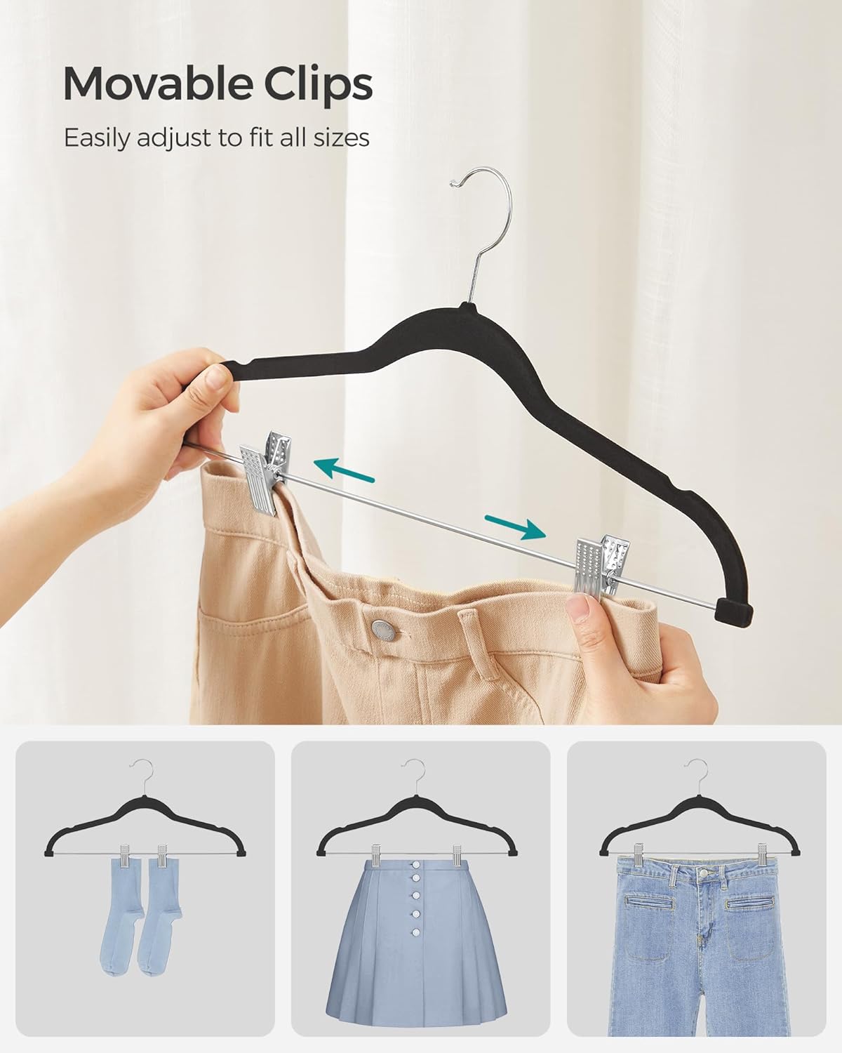 SONGMICS 30 Pack Pants Hangers, 16.7 Inches Long Velvet Trousers Hange