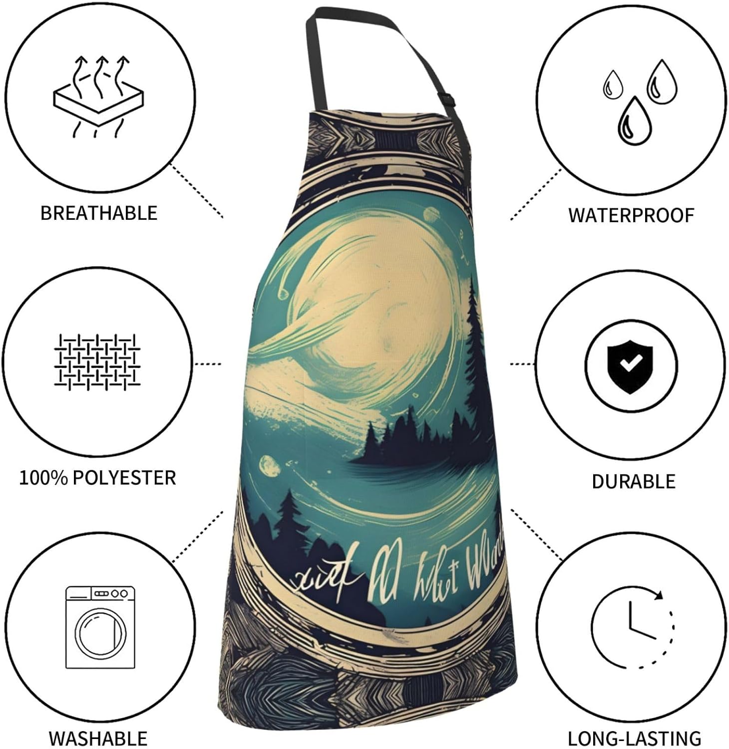 Not All Who Wander Are Lost 1 print Waterproof chef's apron with pocke