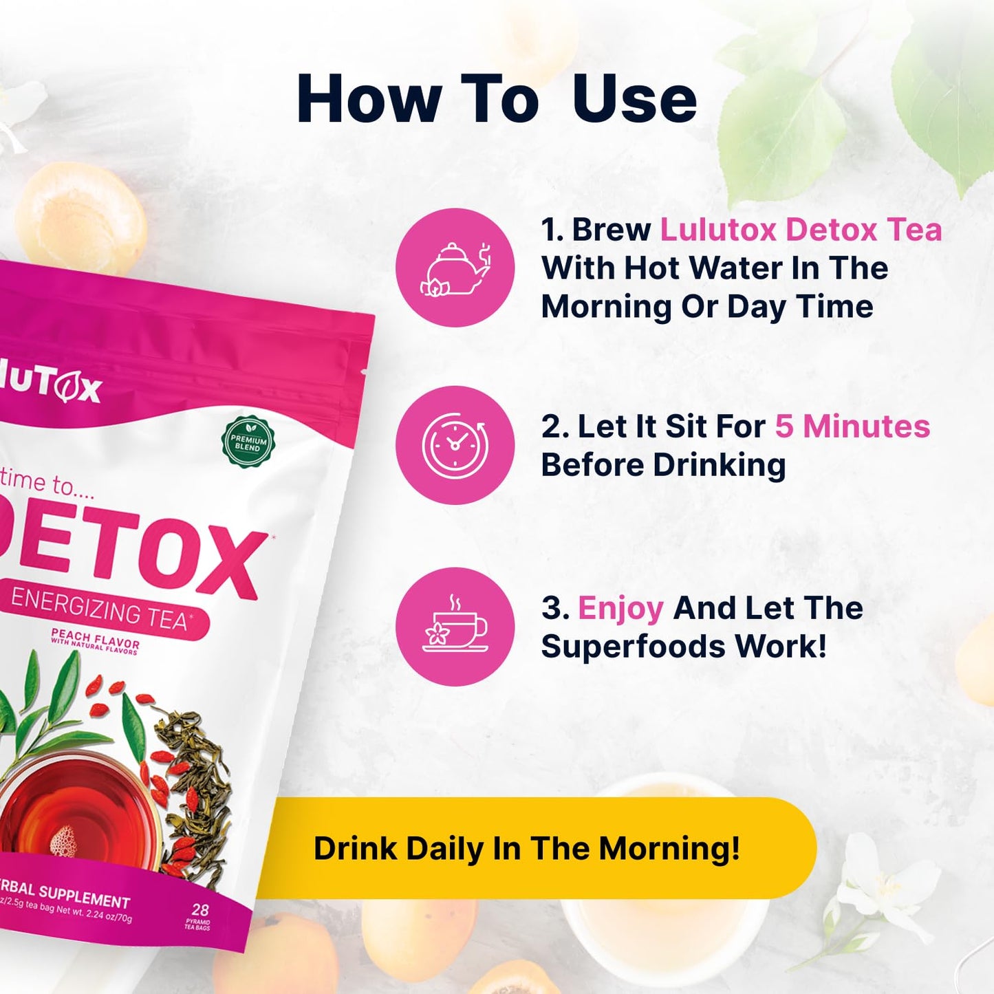 LULUTOX Detox Tea - Herbal Blend with Dandelion, Ginseng, and Ginger -