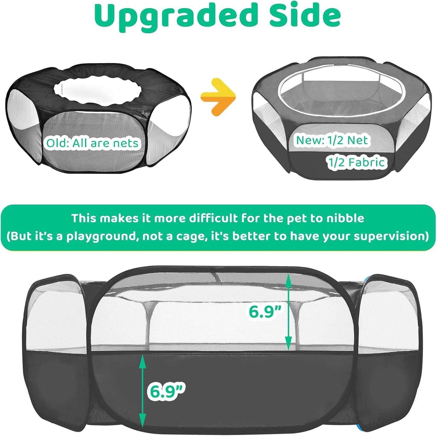 Amakunft Small Animal Pop-Up Playpen with Mesh Cover, 47'' x 23.6'' x 