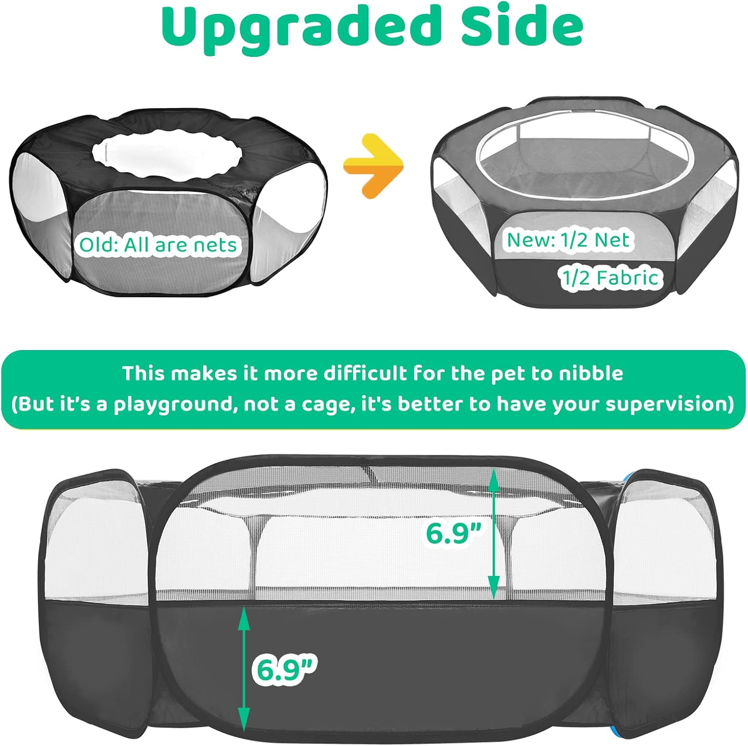 Amakunft Small Animal Pop-Up Playpen with Mesh Cover, 47'' x 23.6'' x 