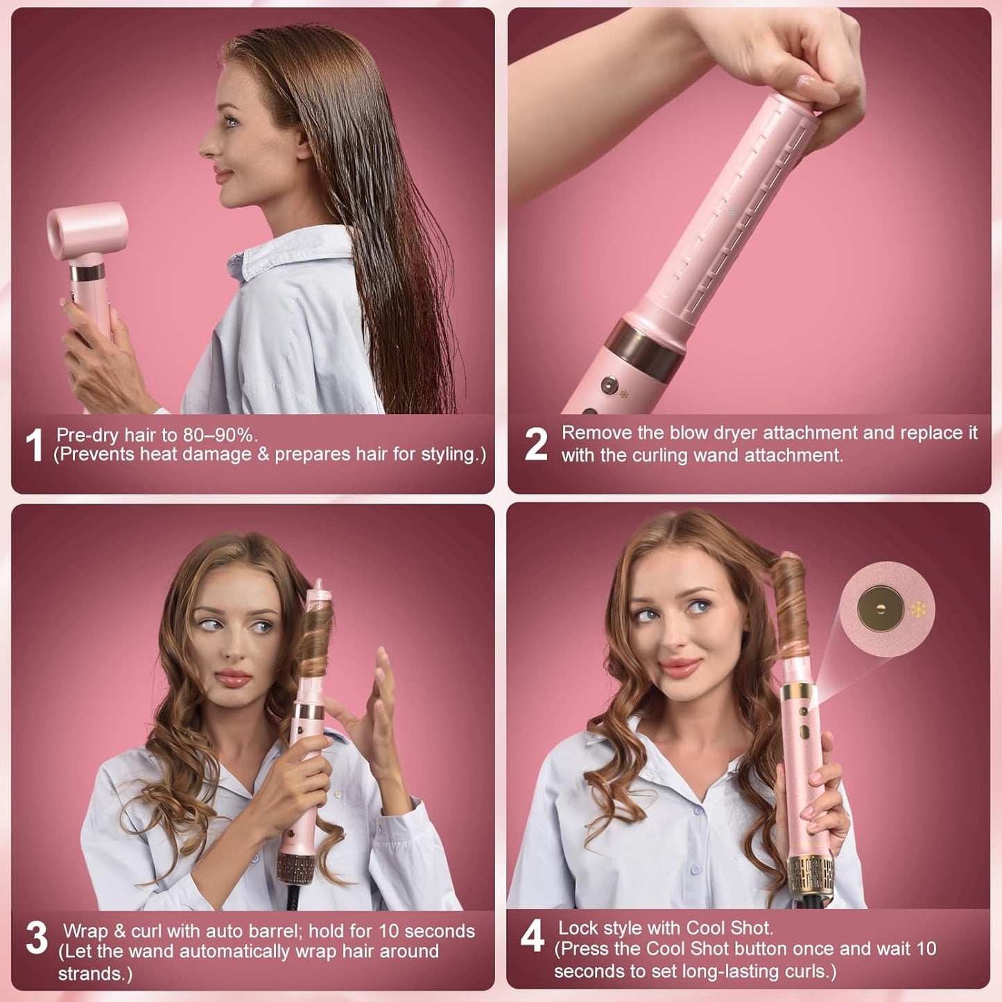 StyleVibe 6-in-1 Air Styler, Hair Dryer & Blow Dryer Brush with Travel